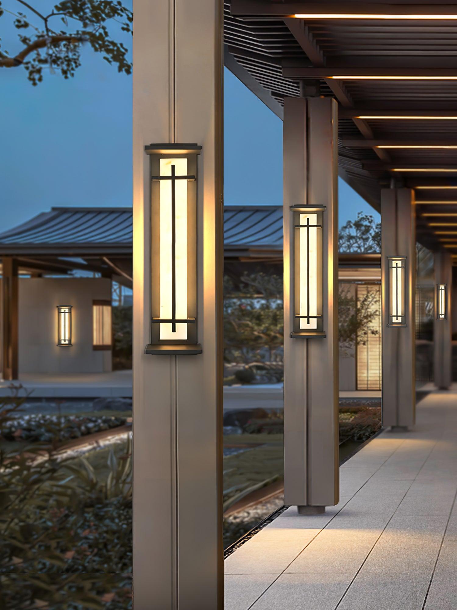 Monolith Square Alabaster Outdoor Wall Light IP65 for Villa and Garden