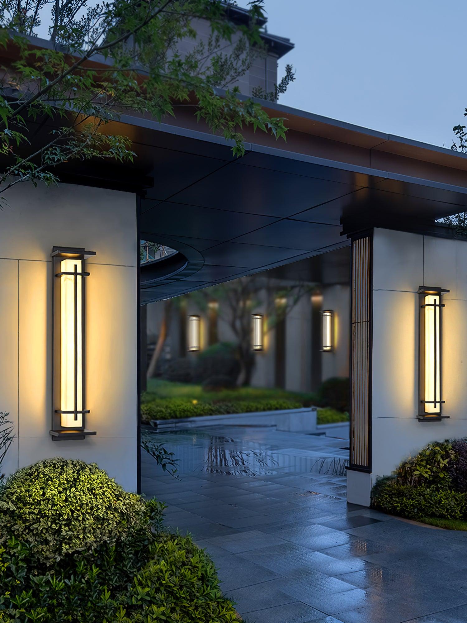 Monolith Square Alabaster Outdoor Wall Light IP65 for Villa and Garden
