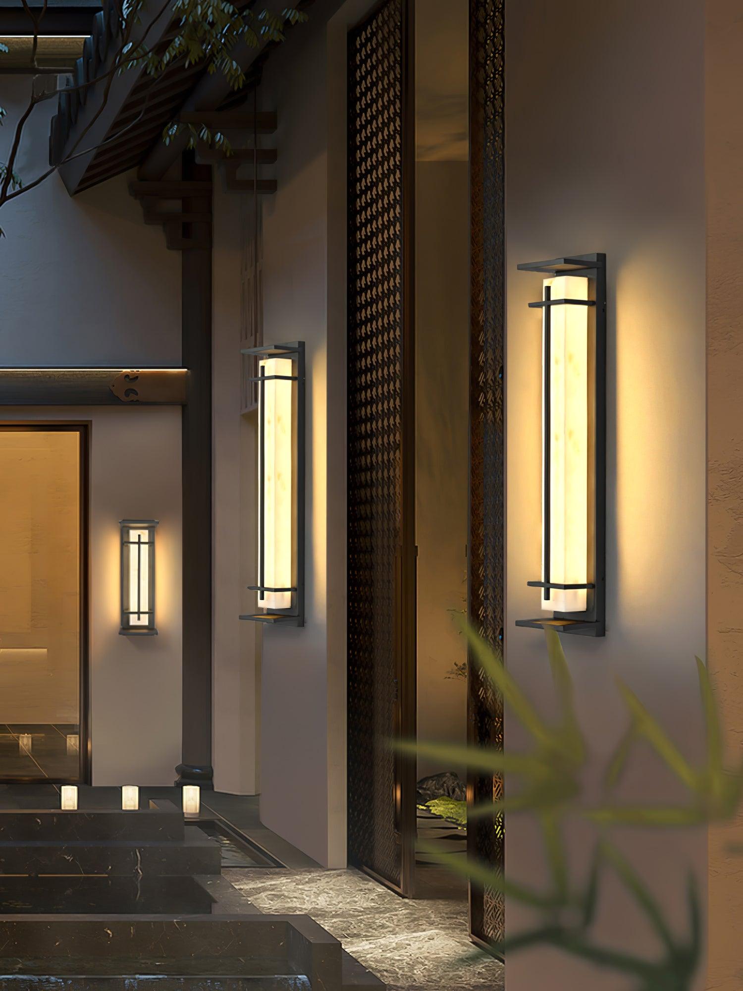 Monolith Square Alabaster Outdoor Wall Light IP65 for Villa and Garden