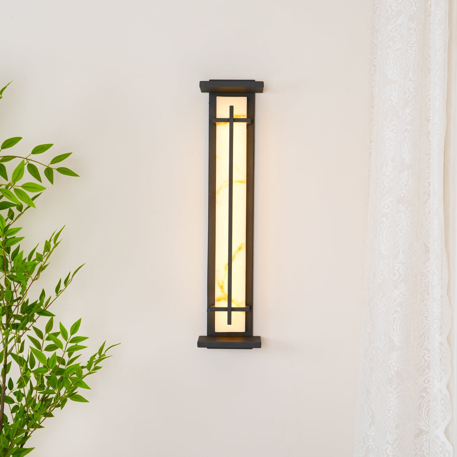 Monolith Square Alabaster Outdoor Wall Light IP65 for Villa and Garden