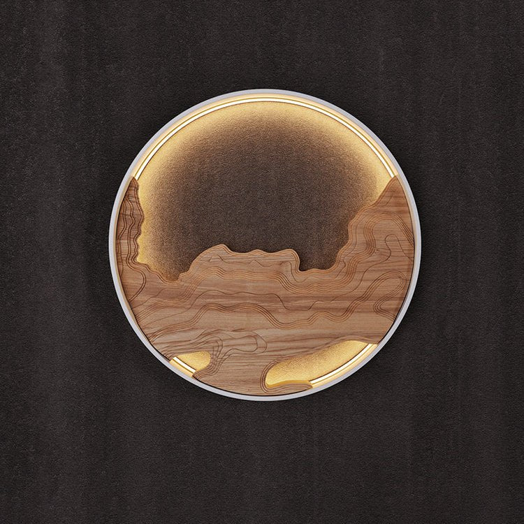 Terrain Modern Wood LED Wall Light for Living Room & Hallway