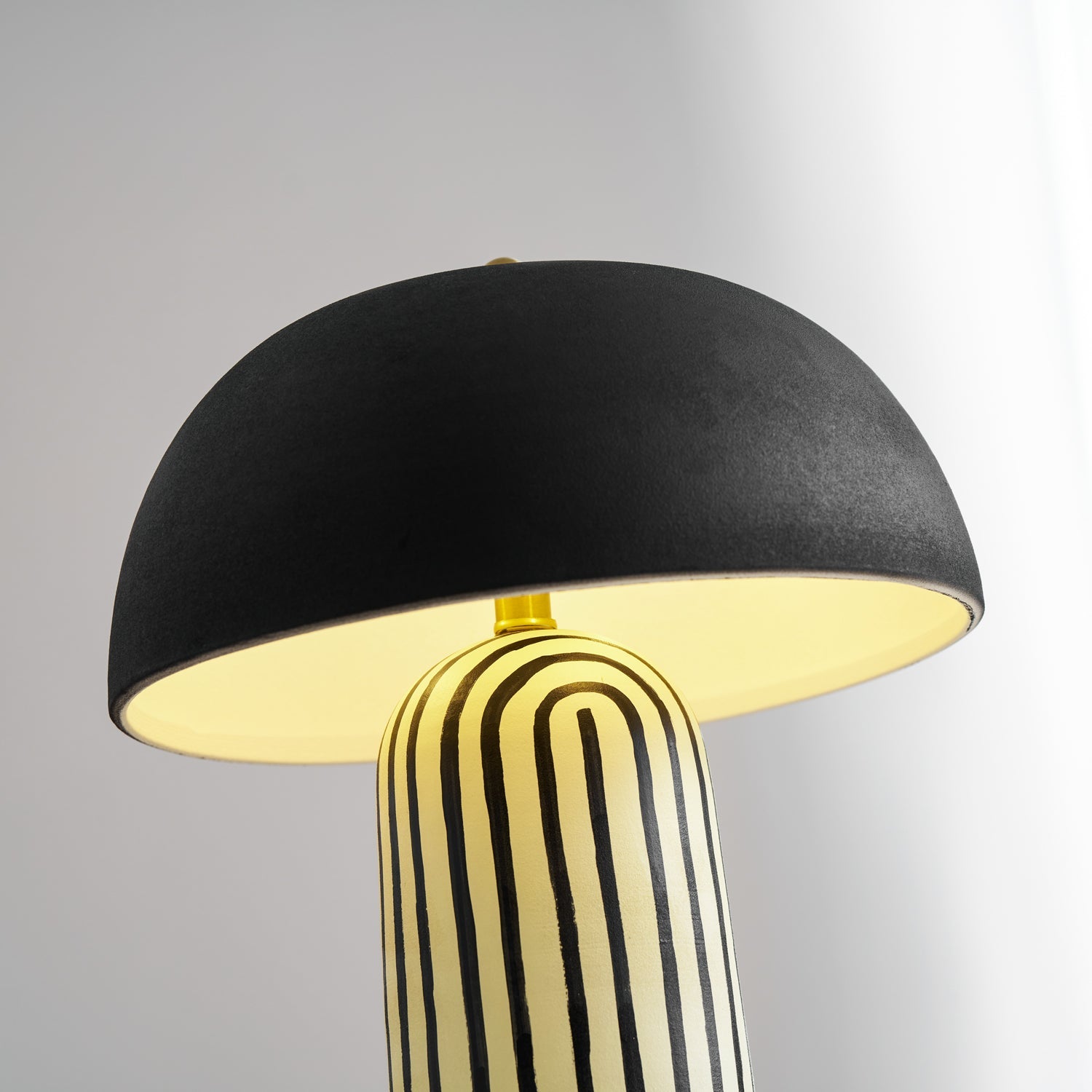 Tessa Striped Ceramic Table Lamp with Black Dome Shade for Living Room