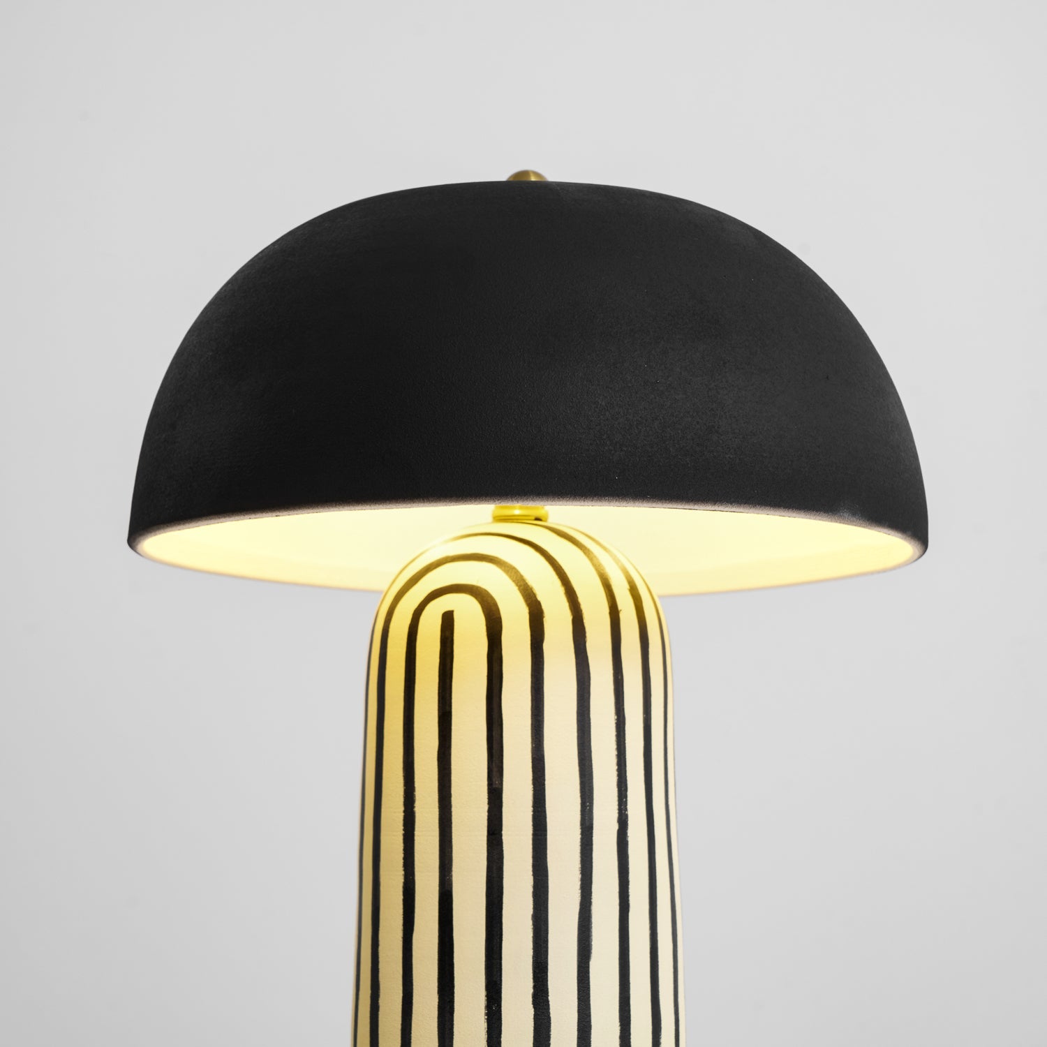 Tessa Striped Ceramic Table Lamp with Black Dome Shade for Living Room