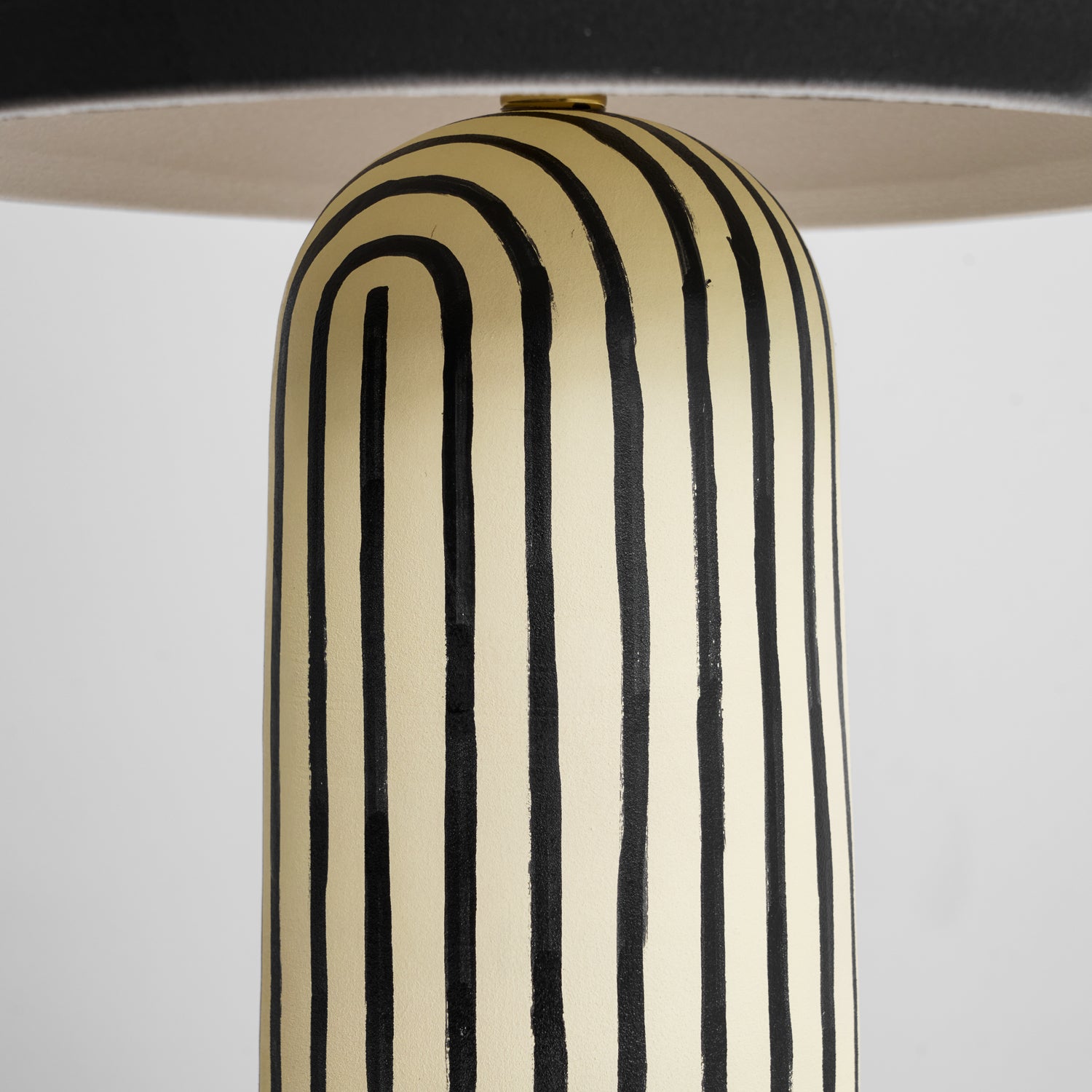 Tessa Striped Ceramic Table Lamp with Black Dome Shade for Living Room