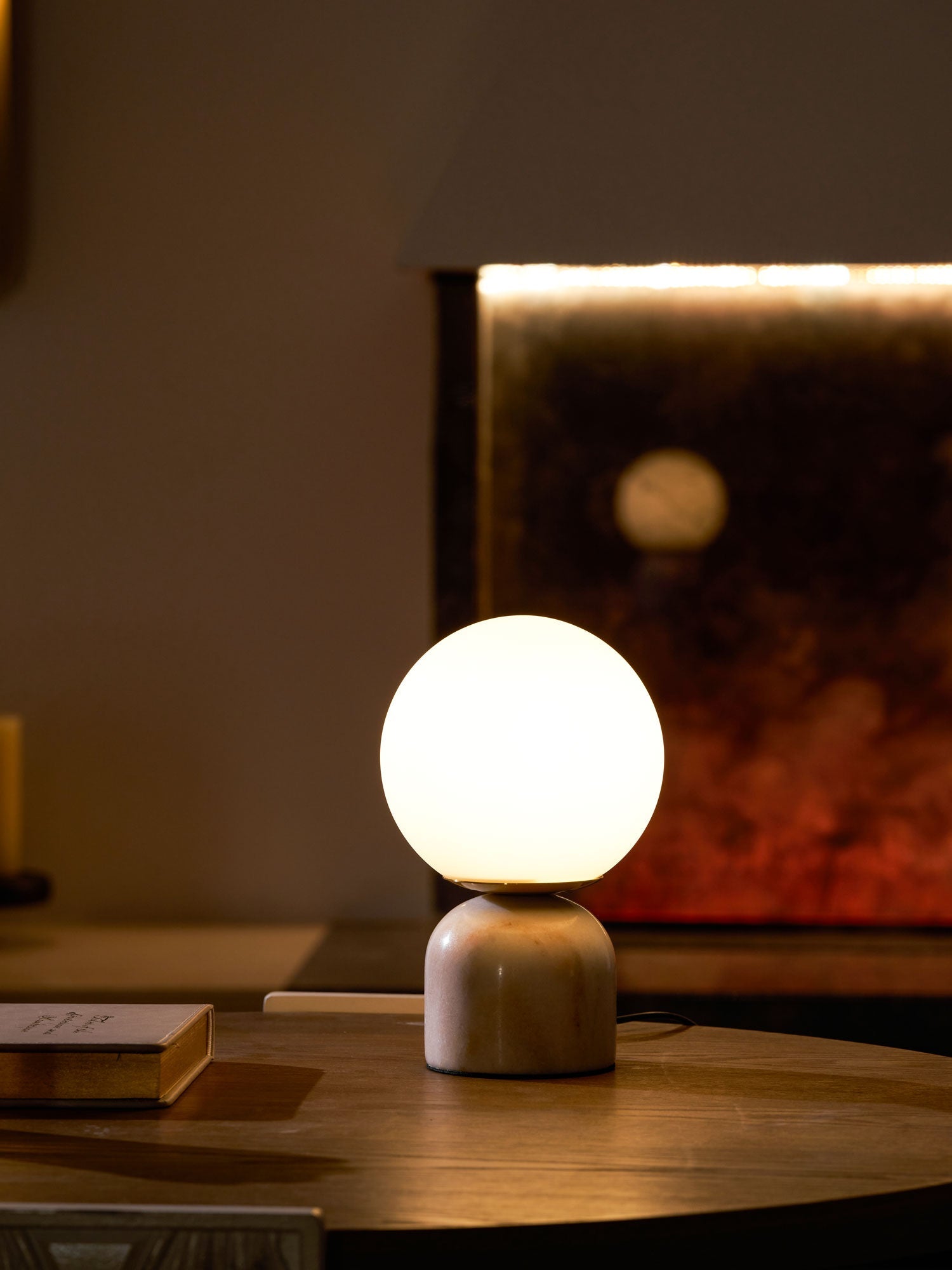 Marin Marble Base Glass Globe Table Lamp for Bedroom & Living Room