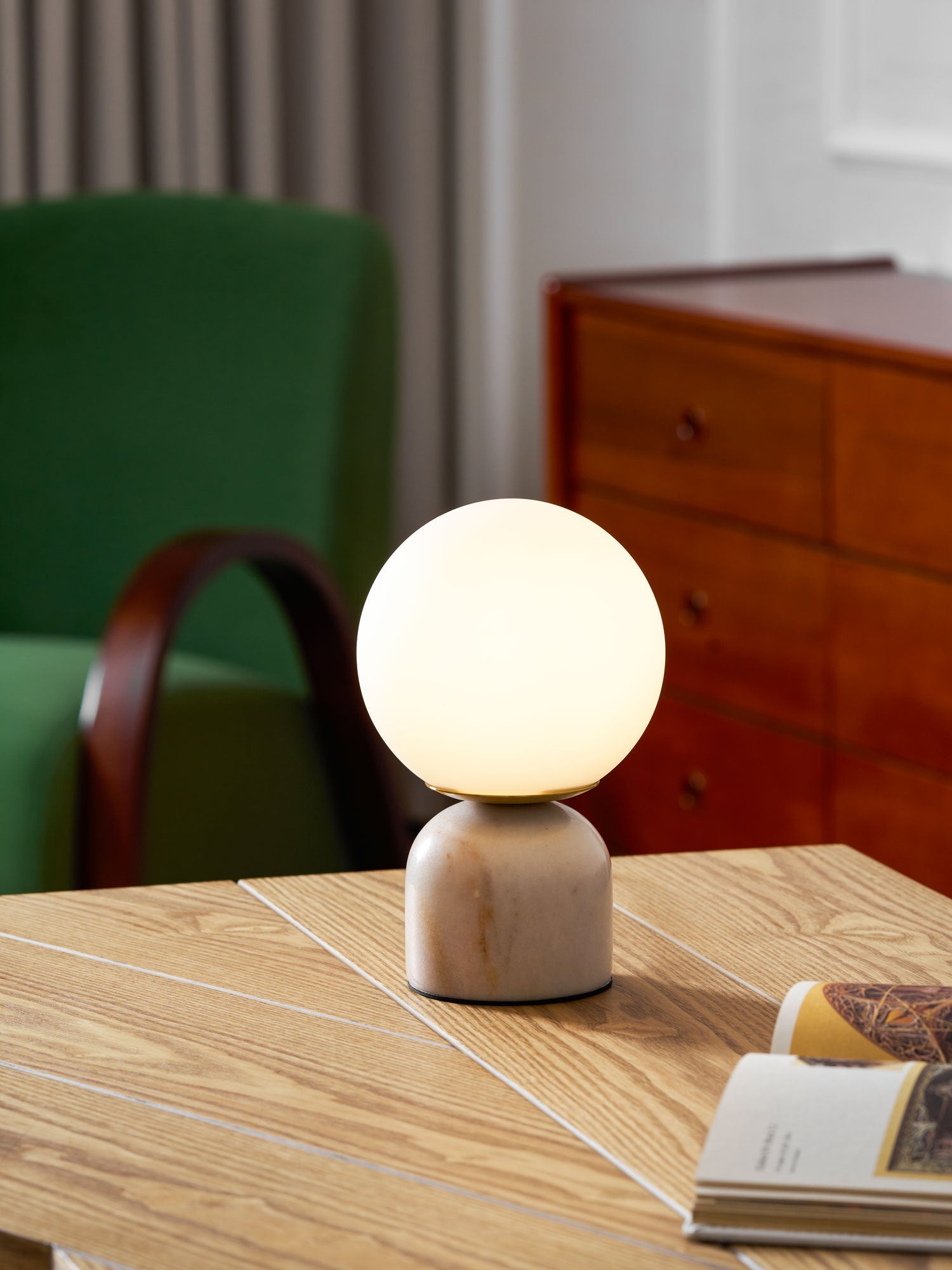 Marin Marble Base Glass Globe Table Lamp for Bedroom & Living Room