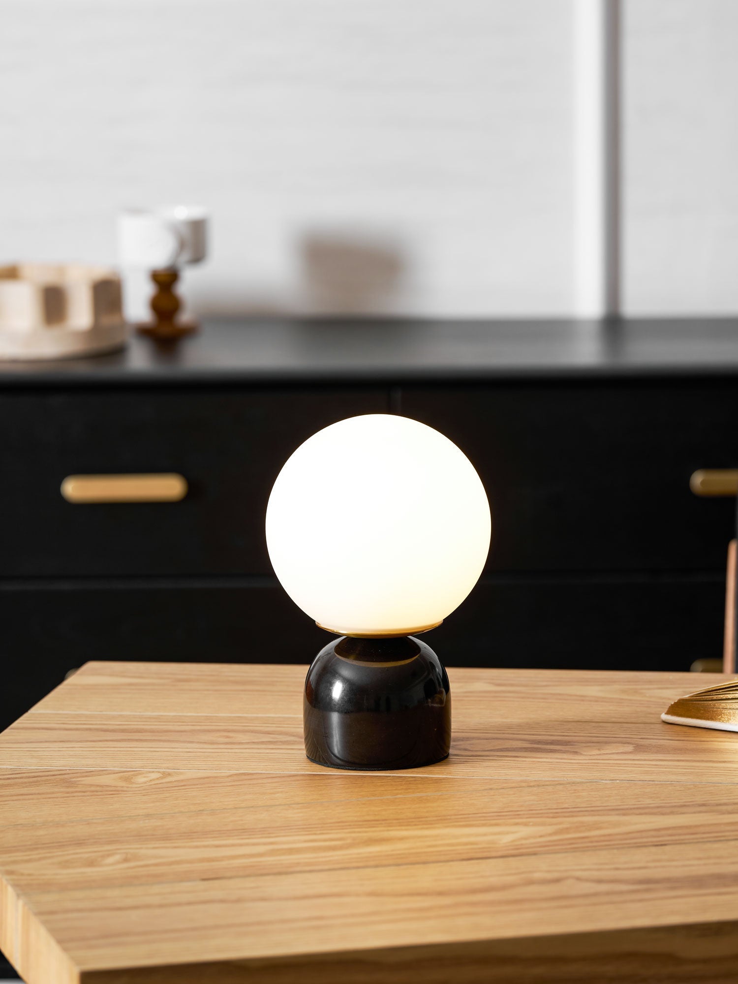 Marin Marble Base Glass Globe Table Lamp for Bedroom & Living Room