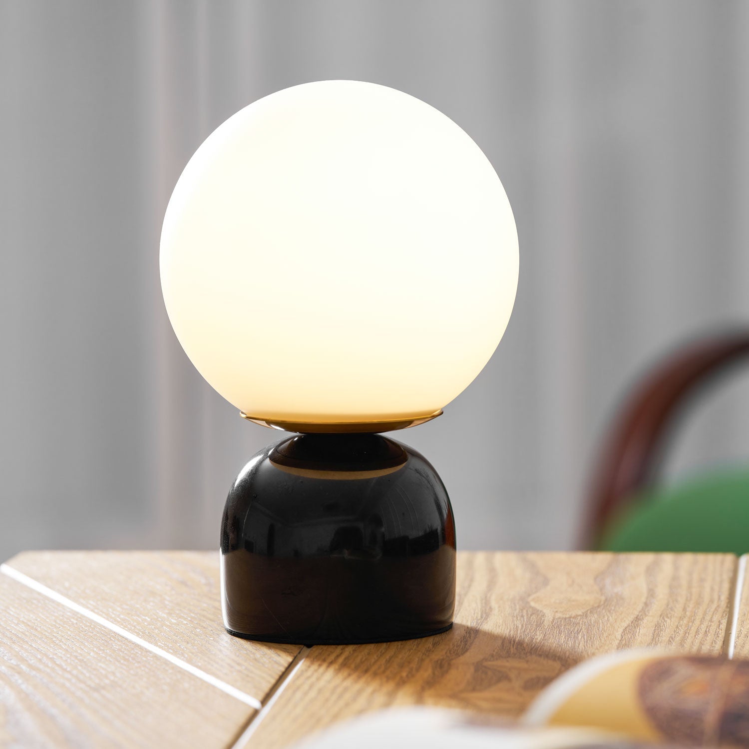 Marin Marble Base Glass Globe Table Lamp for Bedroom & Living Room