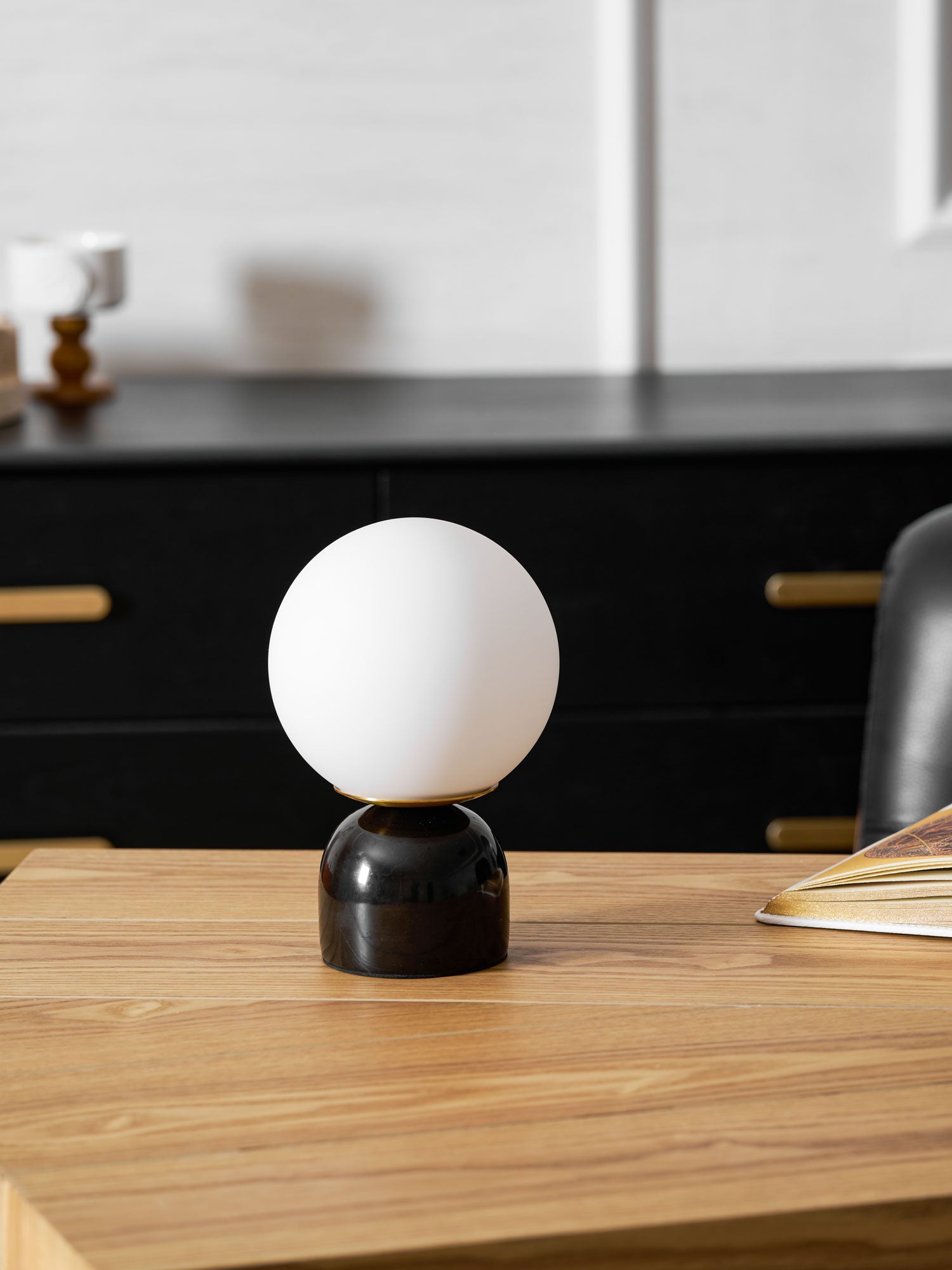 Marin Marble Base Glass Globe Table Lamp for Bedroom & Living Room