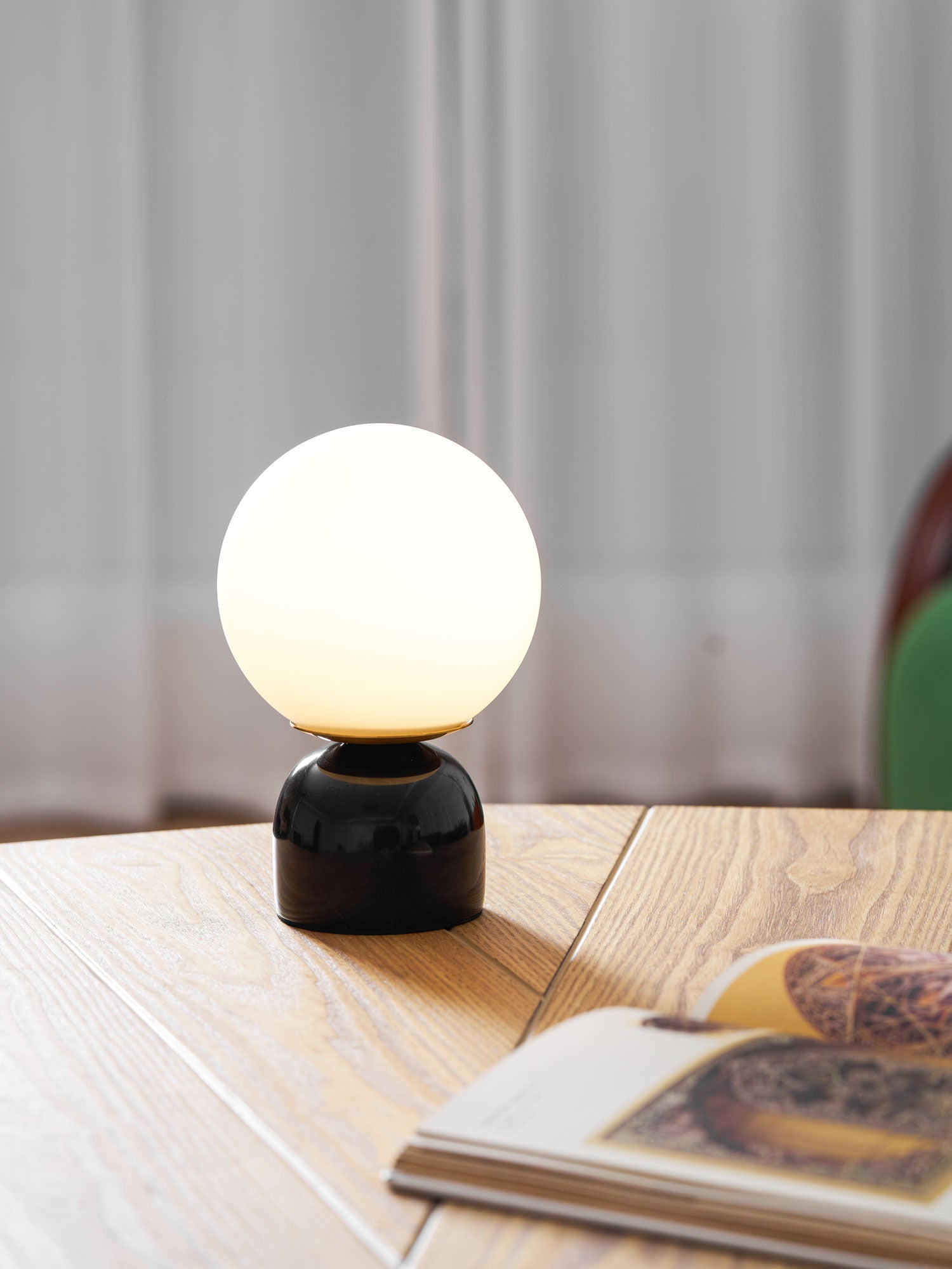 Marin Marble Base Glass Globe Table Lamp for Bedroom & Living Room