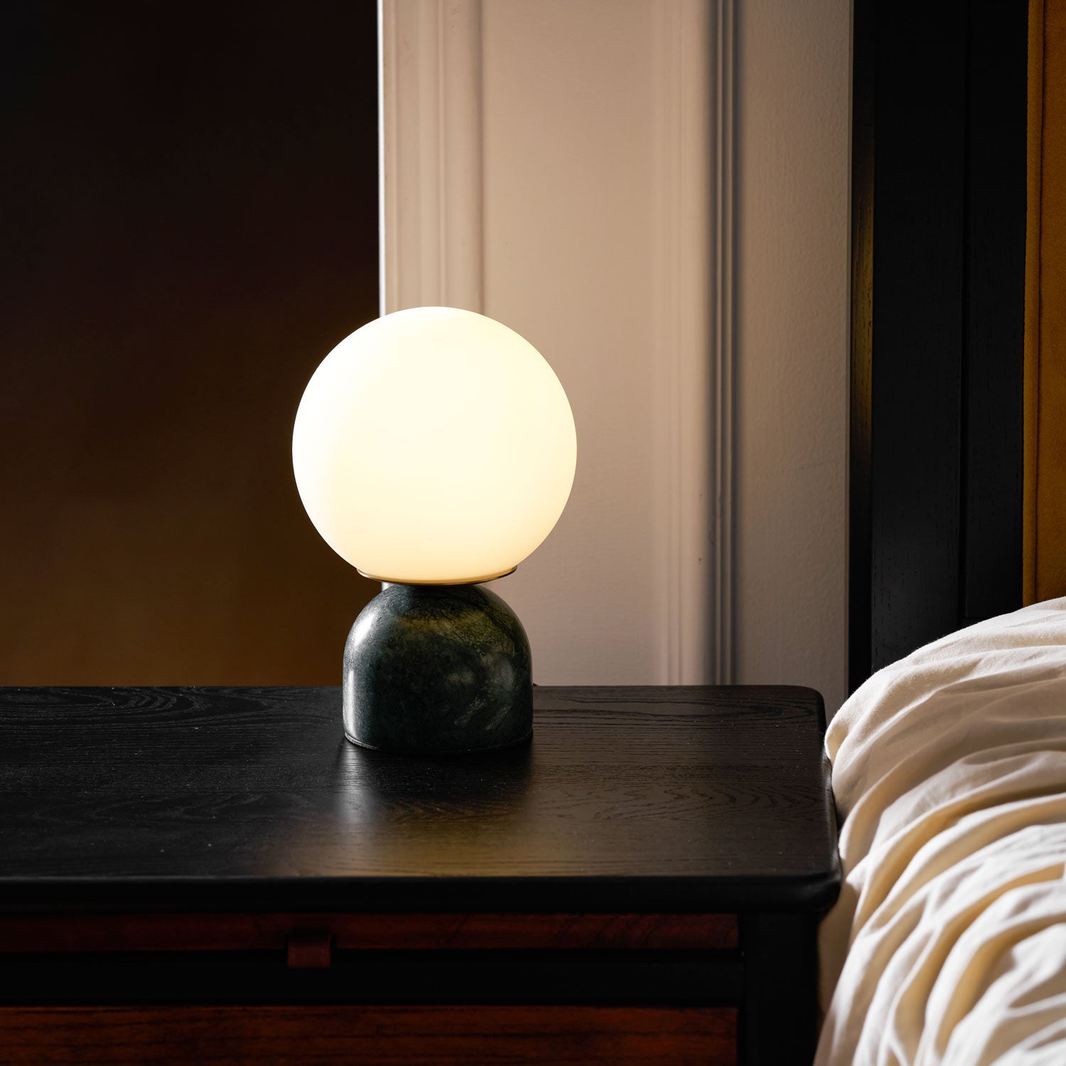 Marin Marble Base Glass Globe Table Lamp for Bedroom & Living Room