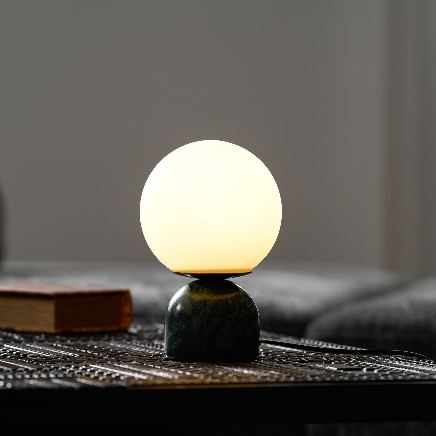 Marin Marble Base Glass Globe Table Lamp for Bedroom & Living Room