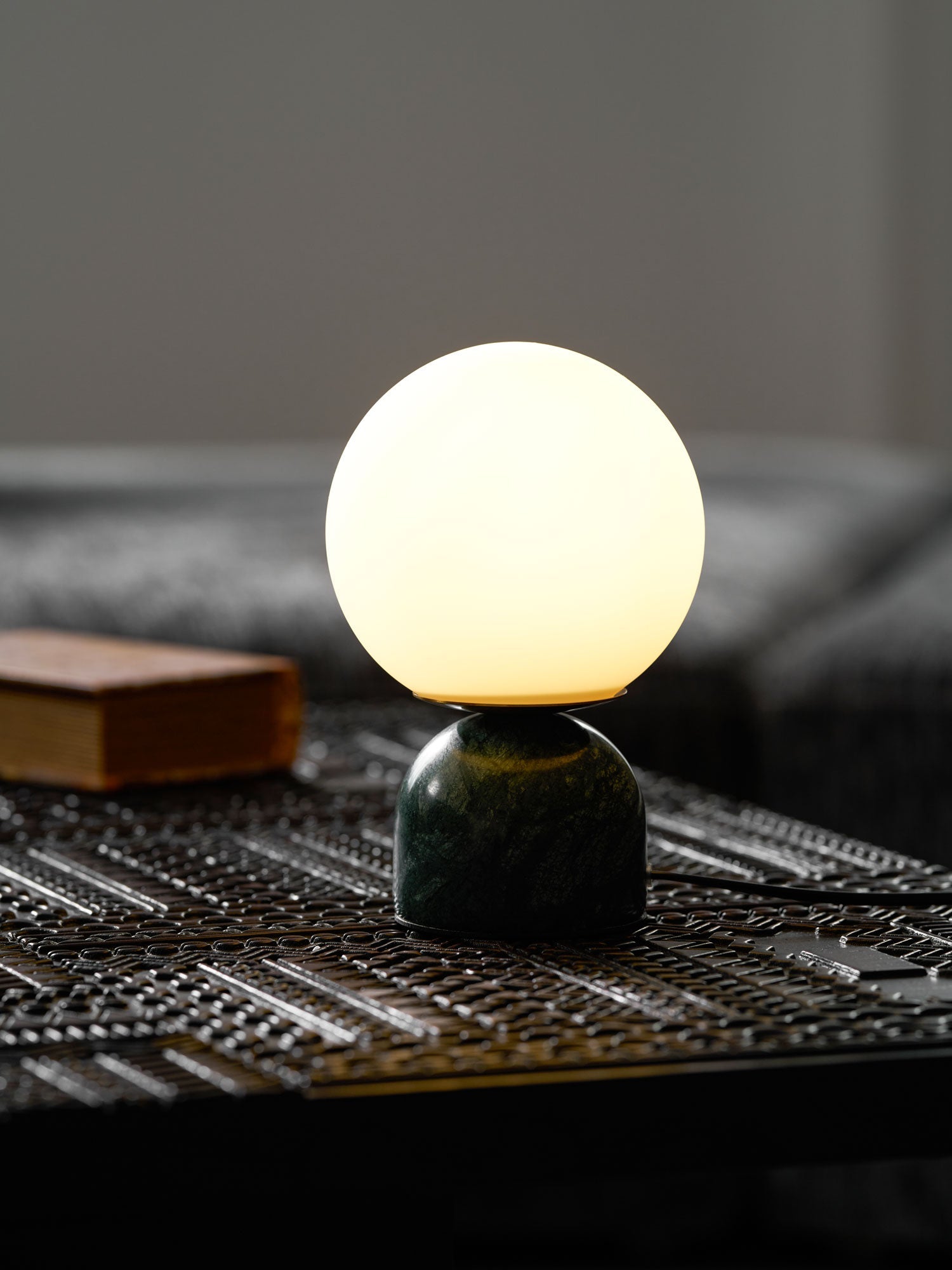 Marin Marble Base Glass Globe Table Lamp for Bedroom & Living Room