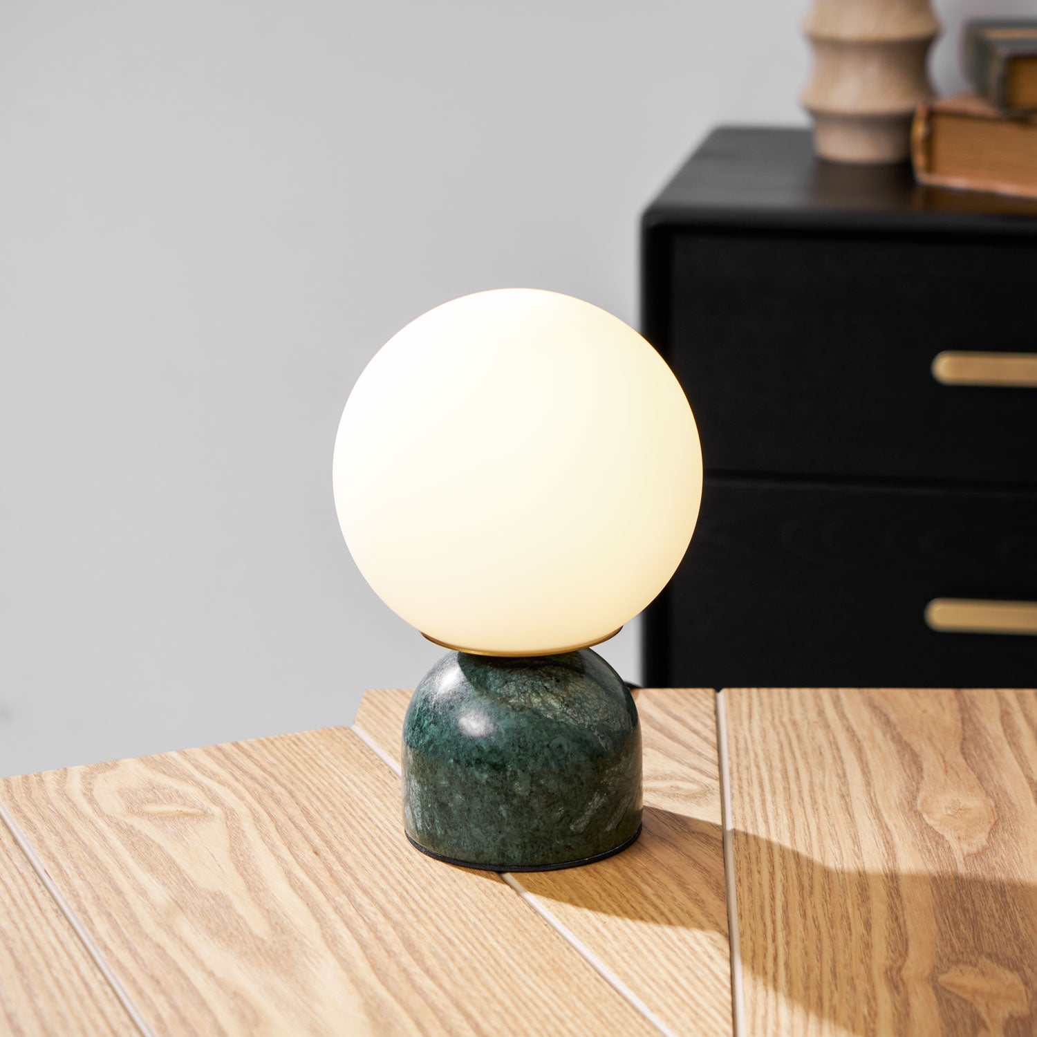 Marin Marble Base Glass Globe Table Lamp for Bedroom & Living Room