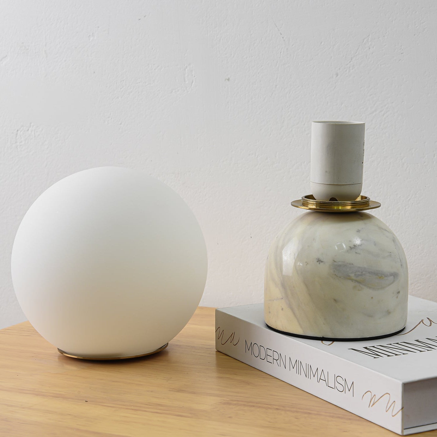 Marin Marble Base Glass Globe Table Lamp for Bedroom & Living Room