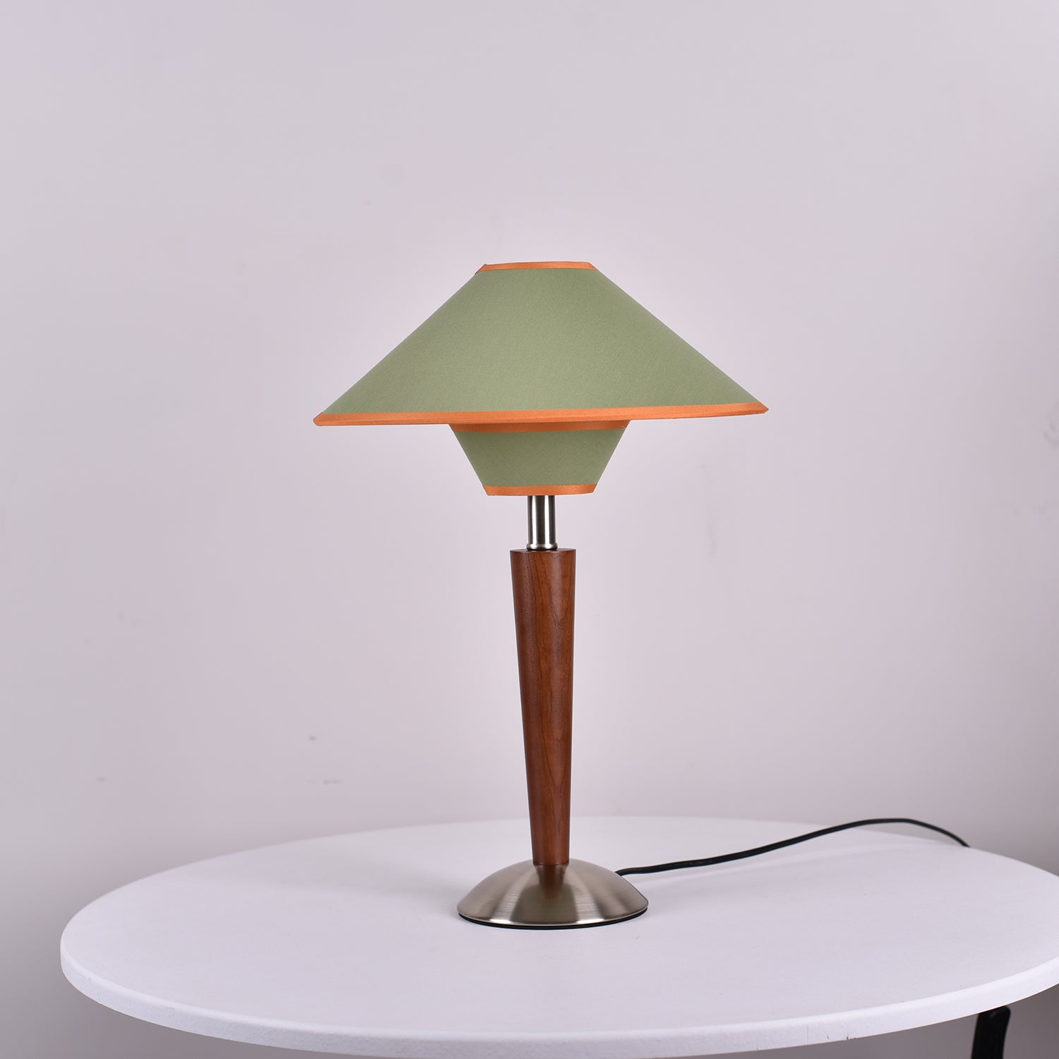 Alden Wood and Metal Fabric Shade Bedside Table Lamp for Living Rooms