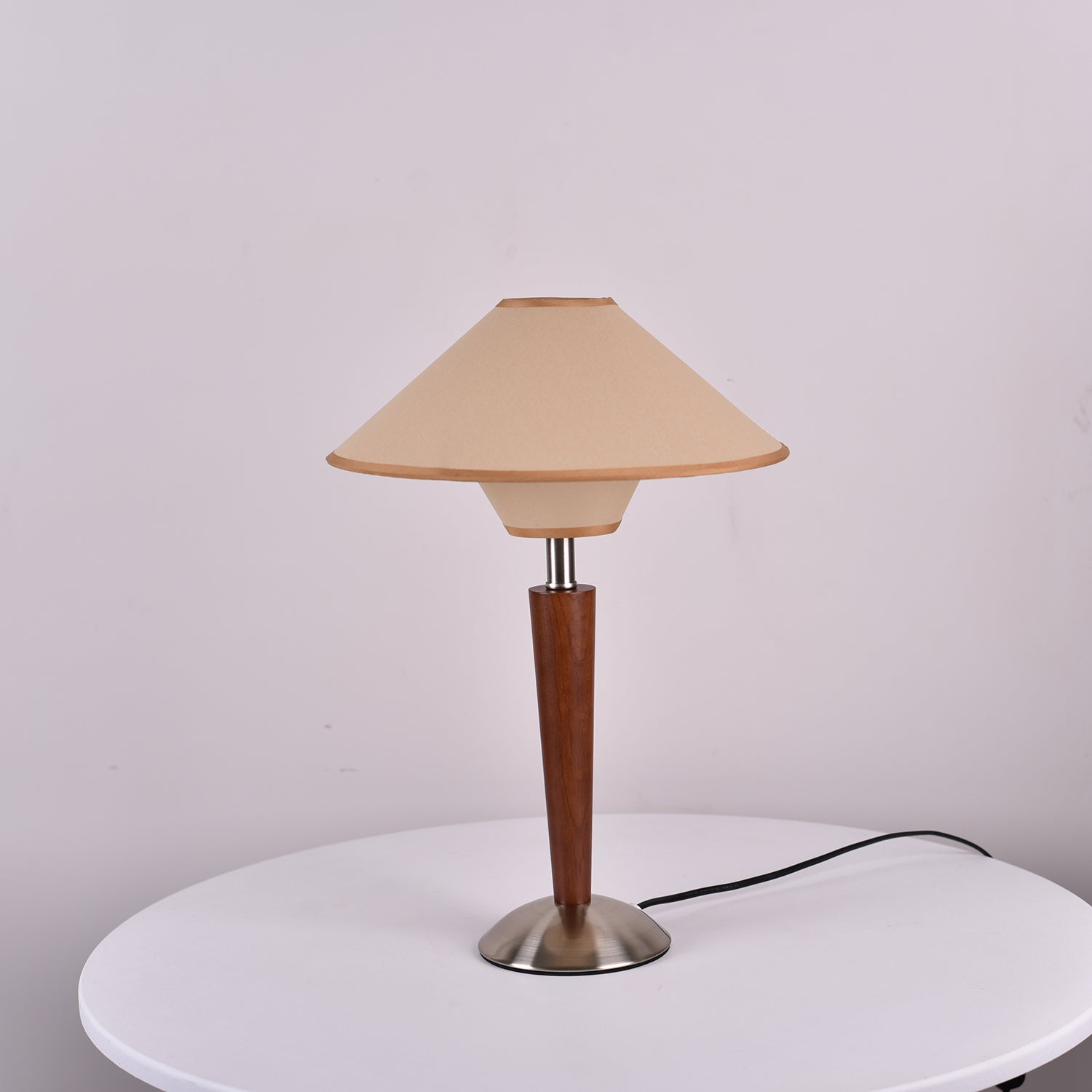 Alden Wood and Metal Fabric Shade Bedside Table Lamp for Living Rooms