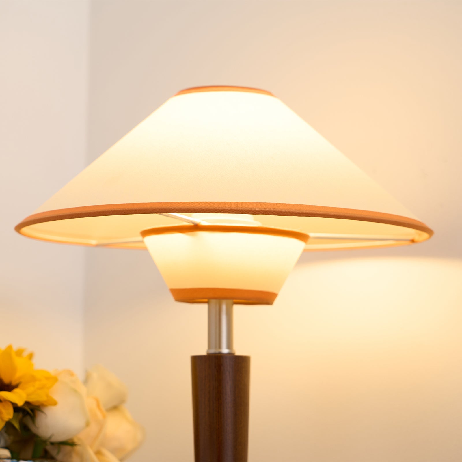 Alden Wood and Metal Fabric Shade Bedside Table Lamp for Living Rooms