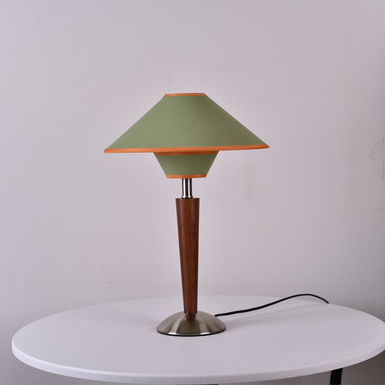 Alden Wood and Metal Fabric Shade Bedside Table Lamp for Living Rooms
