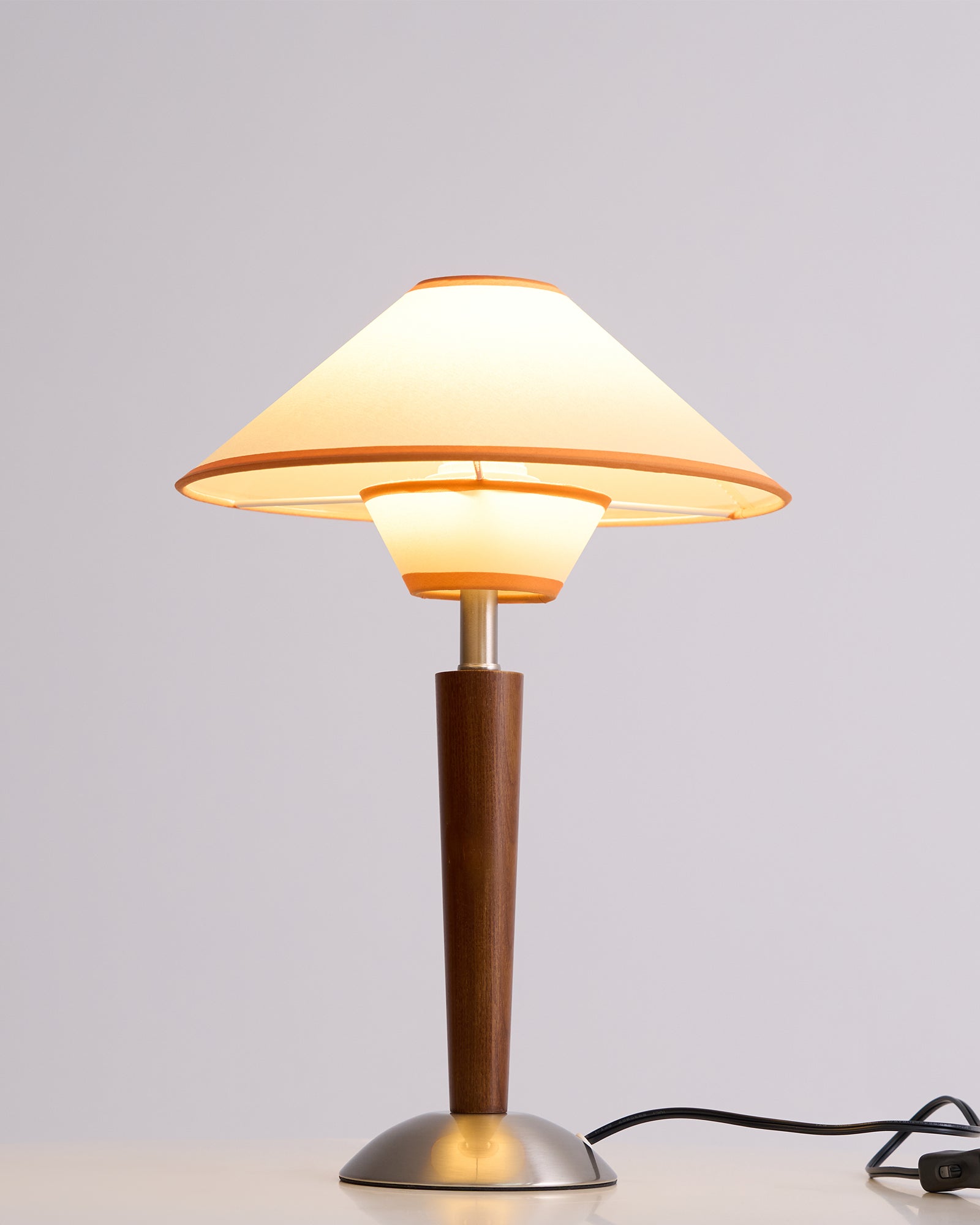 Alden Wood and Metal Fabric Shade Bedside Table Lamp for Living Rooms