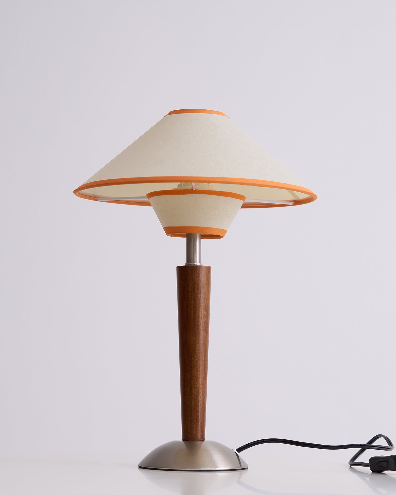 Alden Wood and Metal Fabric Shade Bedside Table Lamp for Living Rooms