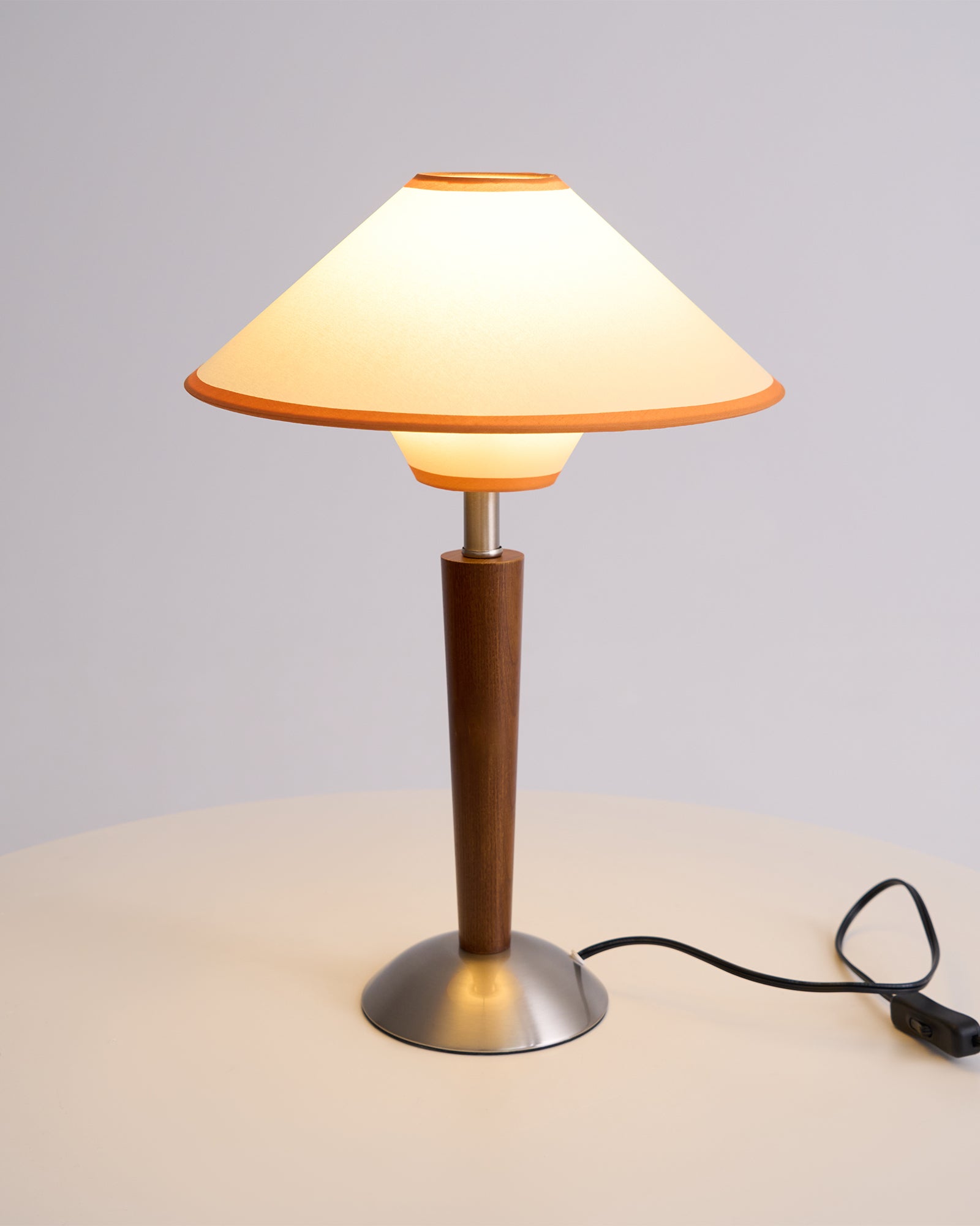 Alden Wood and Metal Fabric Shade Bedside Table Lamp for Living Rooms