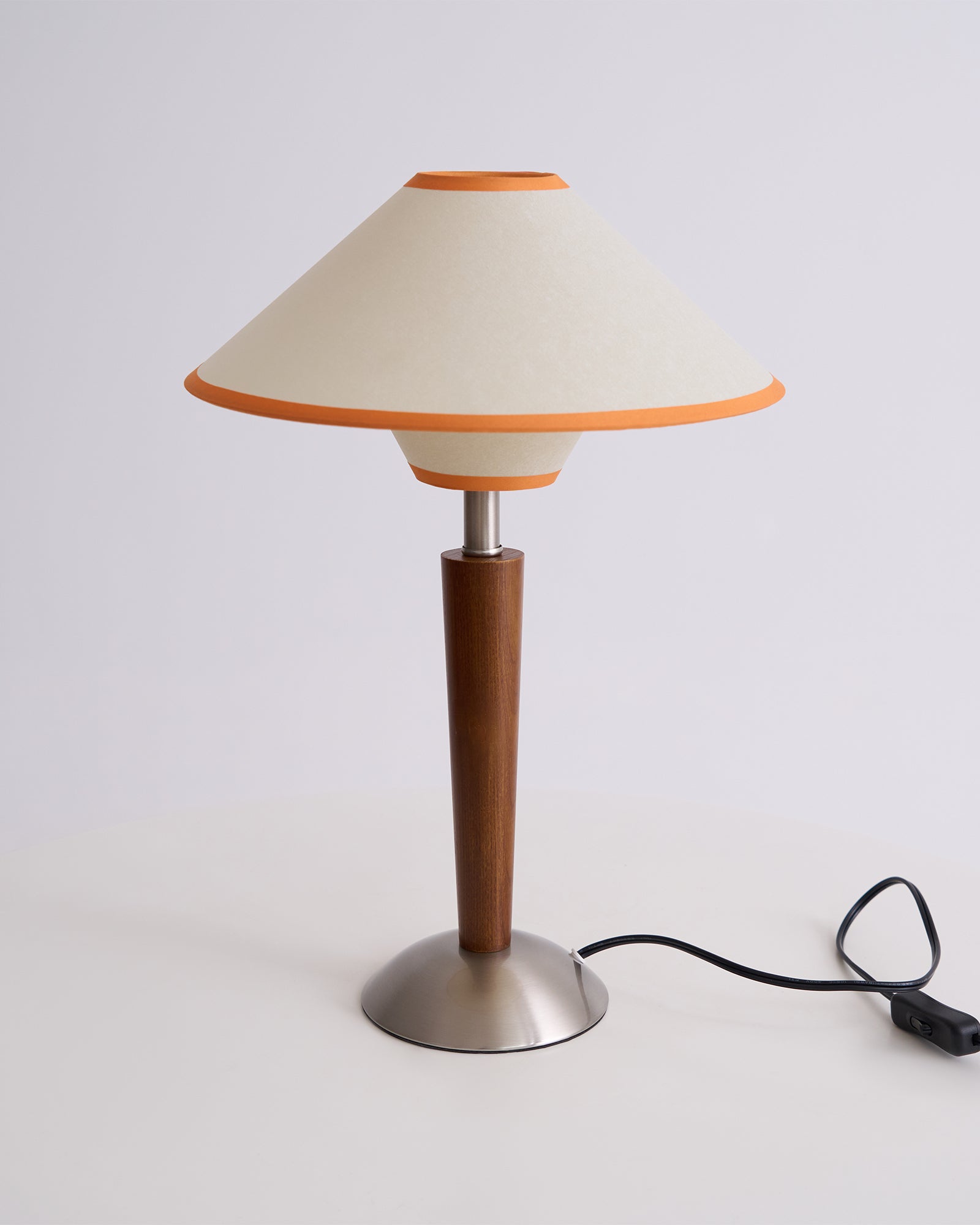 Alden Wood and Metal Fabric Shade Bedside Table Lamp for Living Rooms
