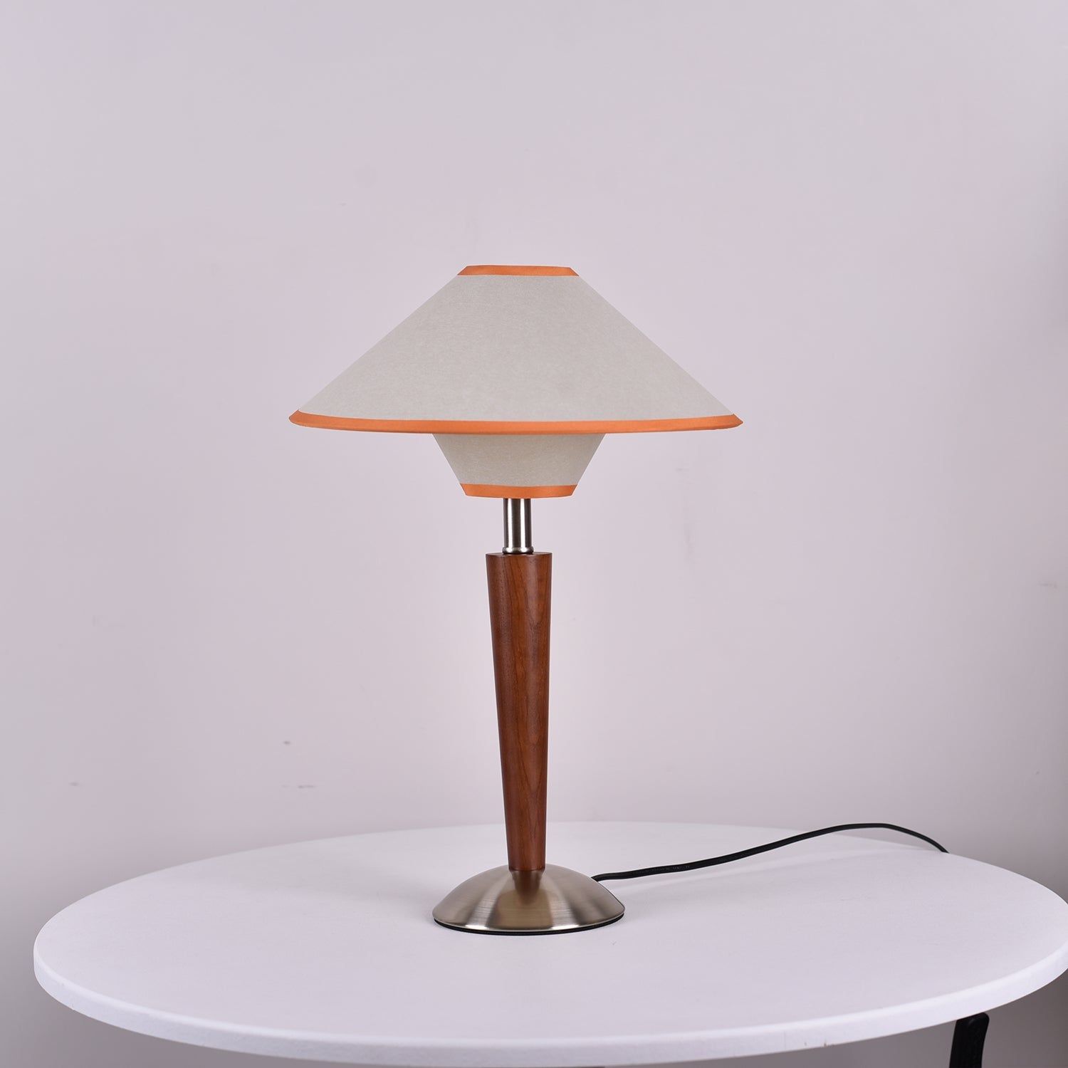 Alden Wood and Metal Fabric Shade Bedside Table Lamp for Living Rooms