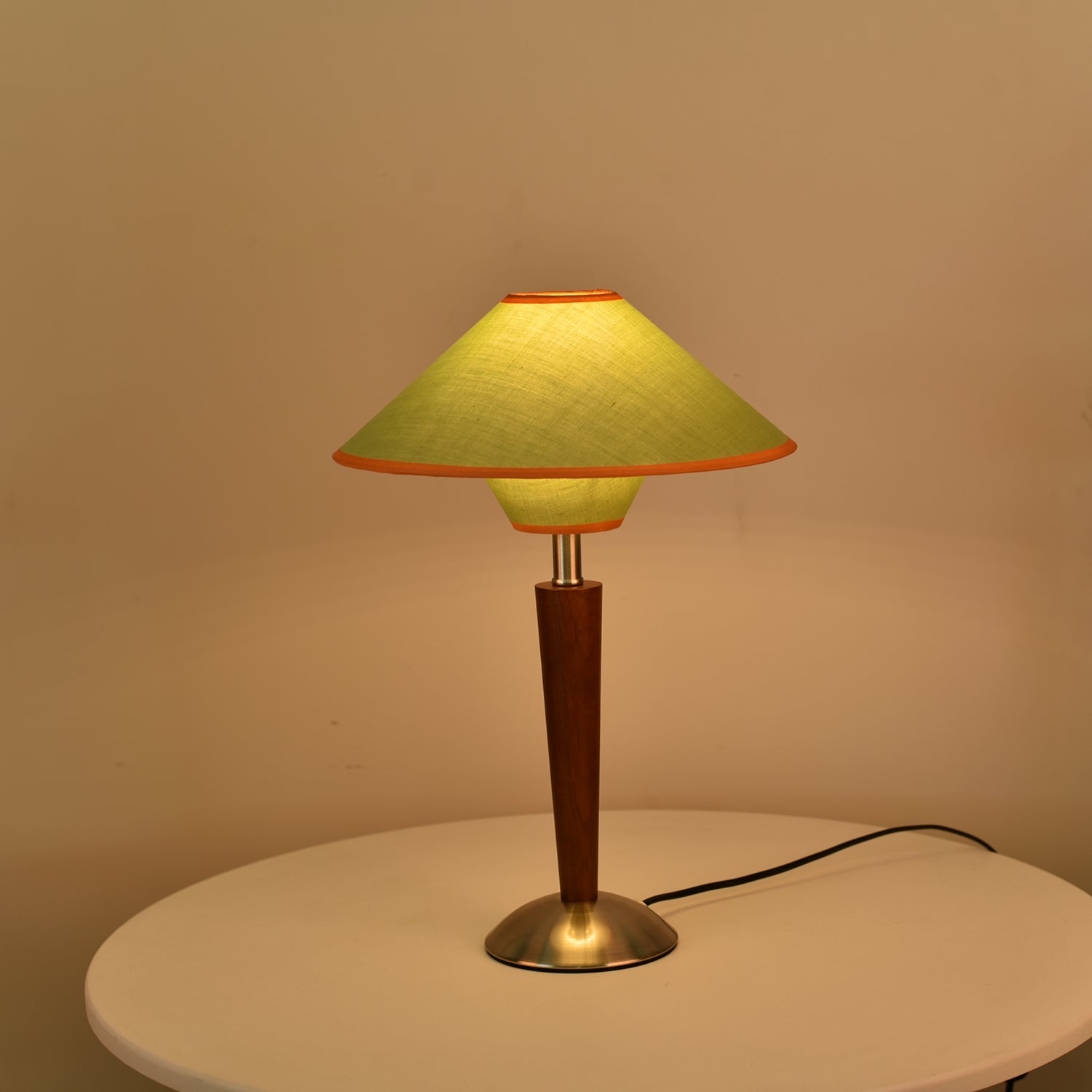 Alden Wood and Metal Fabric Shade Bedside Table Lamp for Living Rooms