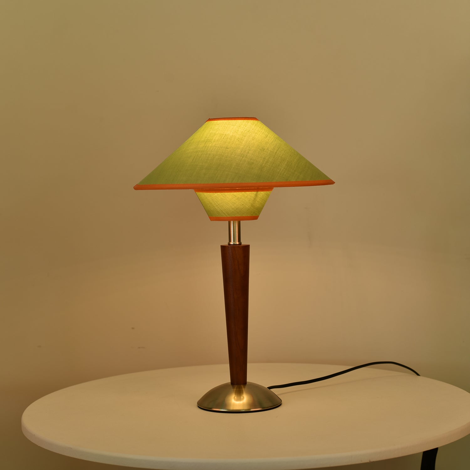 Alden Wood and Metal Fabric Shade Bedside Table Lamp for Living Rooms
