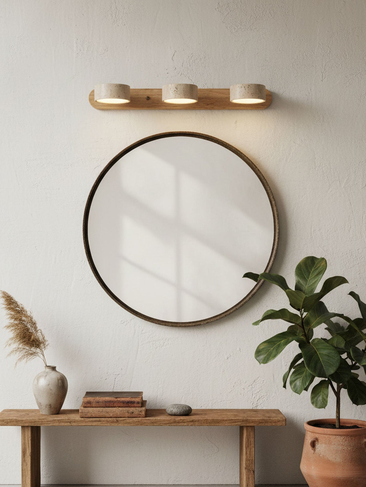 Ambra Natural Travertine Dimmable Wall Sconce for Bedroom & Hallway