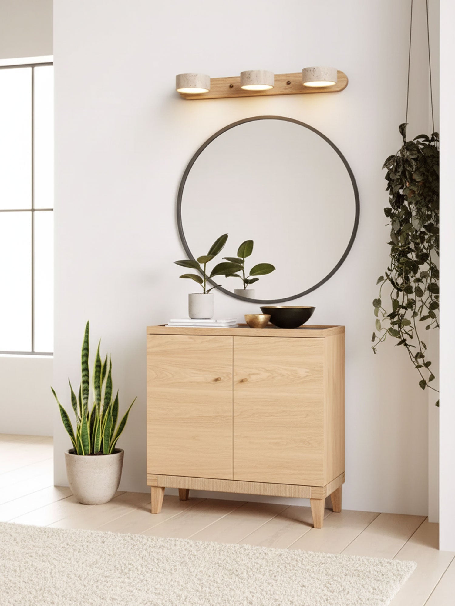Ambra Natural Travertine Dimmable Wall Sconce for Bedroom & Hallway