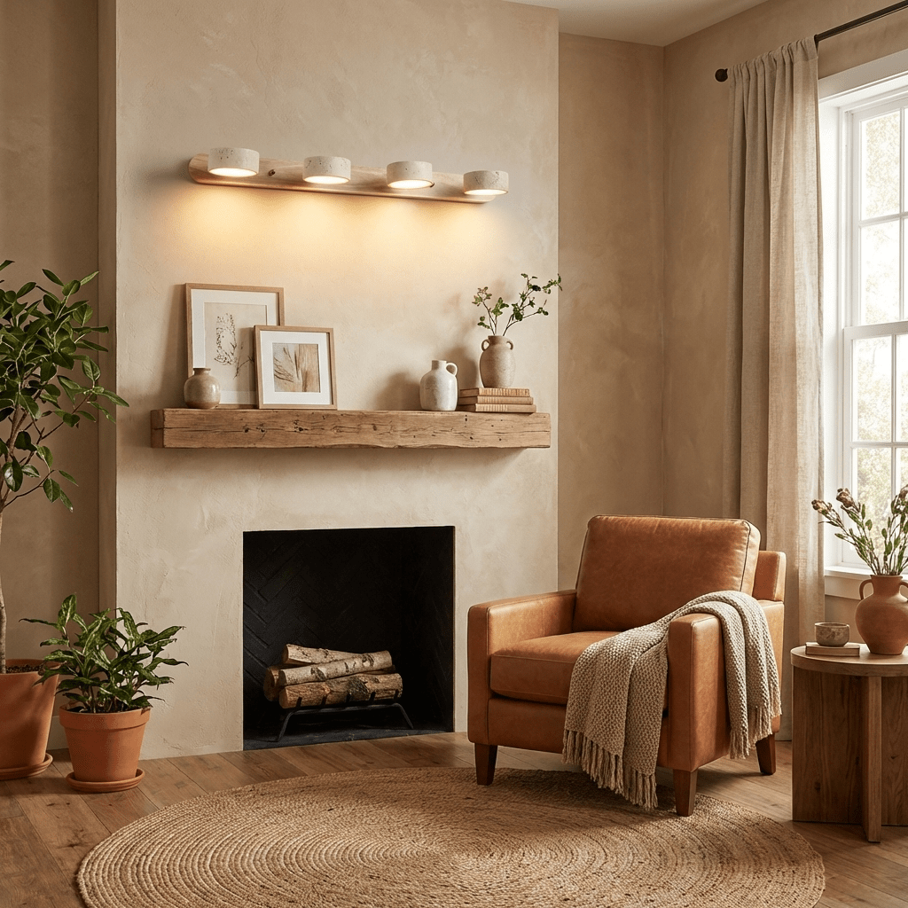 Ambra Natural Travertine Dimmable Wall Sconce for Bedroom & Hallway