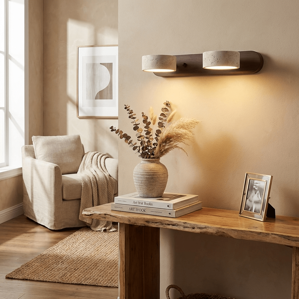 Ambra Natural Travertine Dimmable Wall Sconce for Bedroom & Hallway