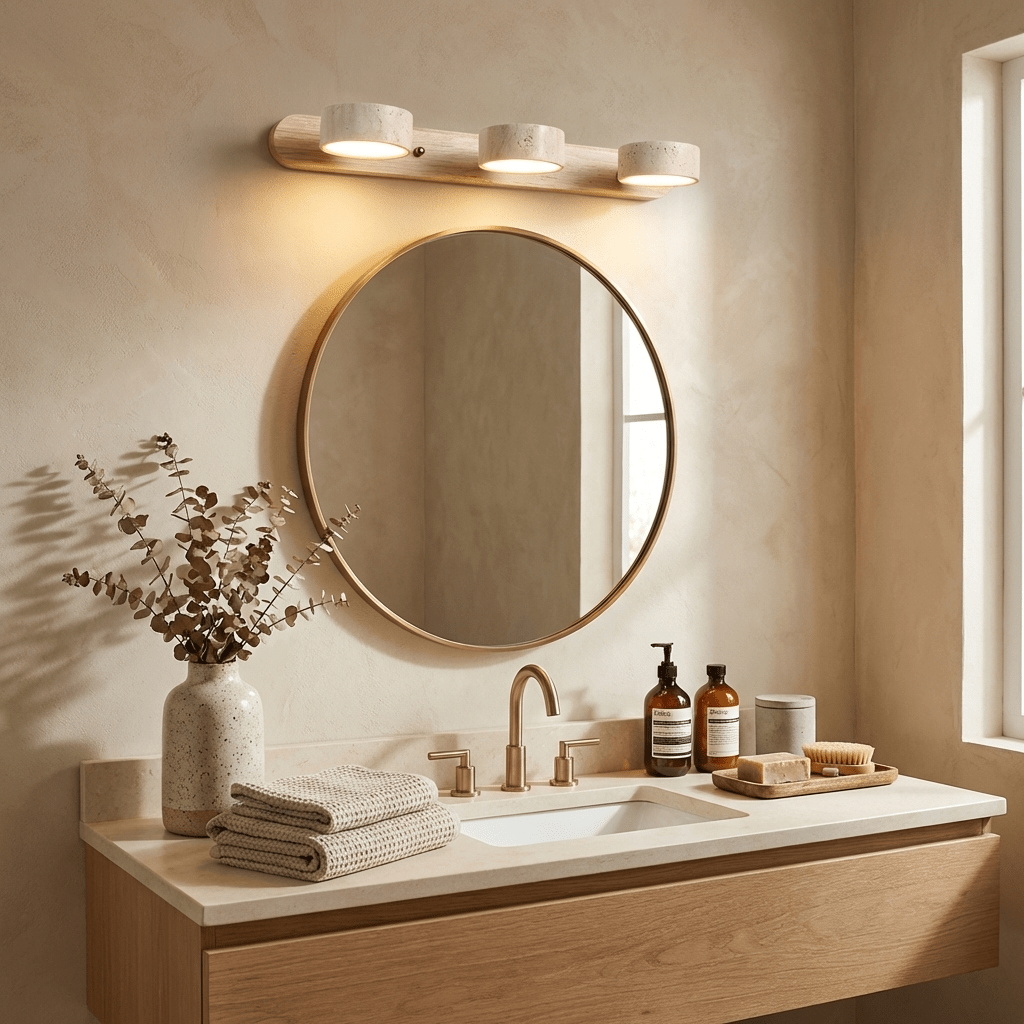 Ambra Natural Travertine Dimmable Wall Sconce for Bedroom & Hallway