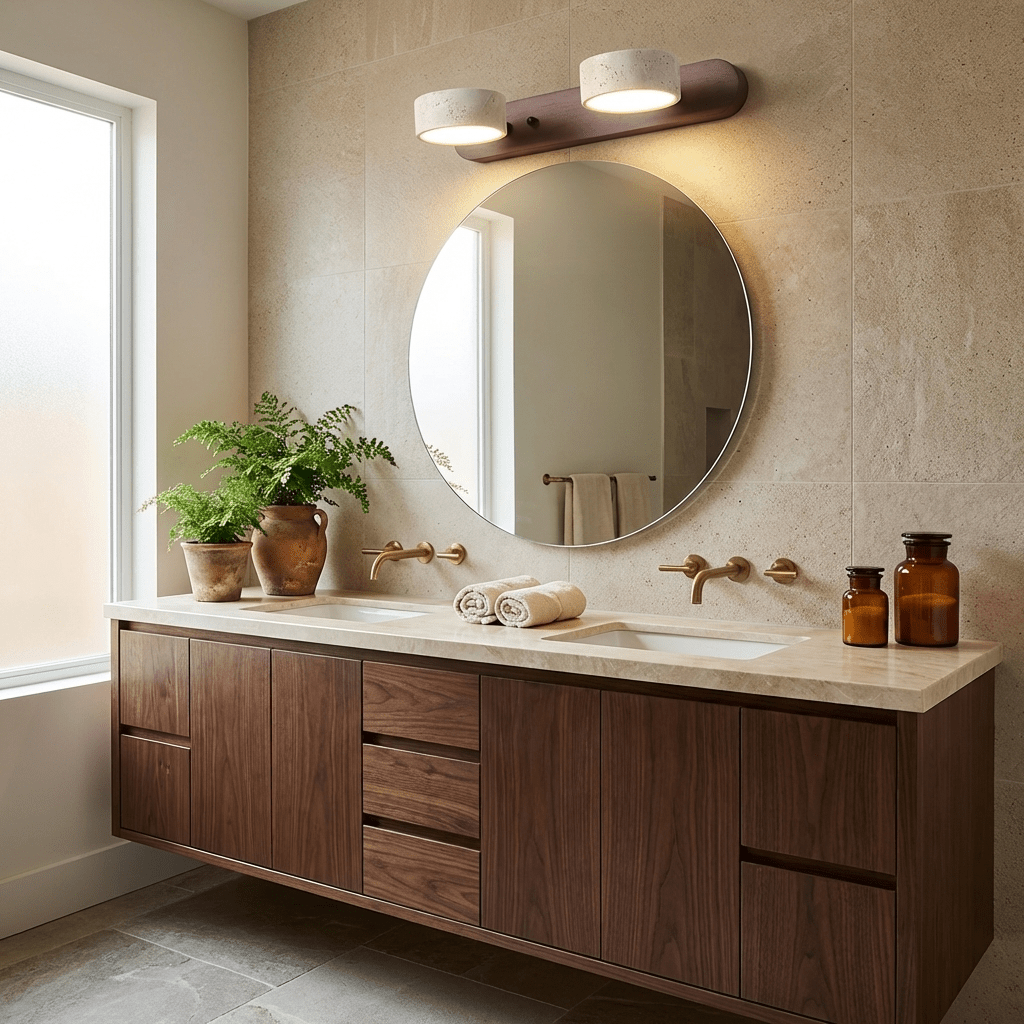 Ambra Natural Travertine Dimmable Wall Sconce for Bedroom & Hallway