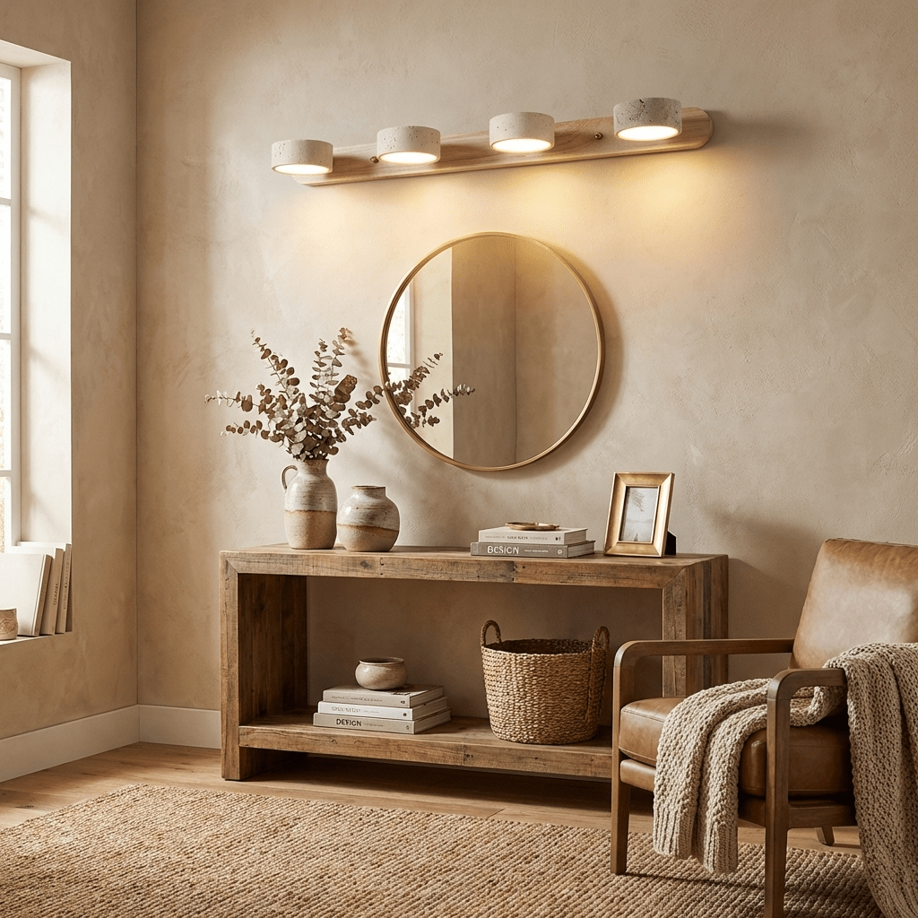 Ambra Natural Travertine Dimmable Wall Sconce for Bedroom & Hallway