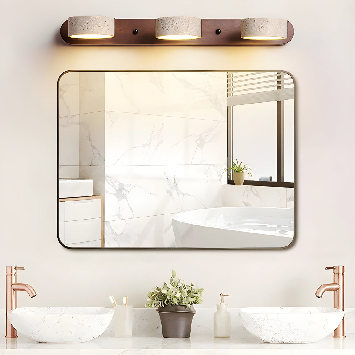 Ambra Natural Travertine Dimmable Wall Sconce for Bedroom & Hallway