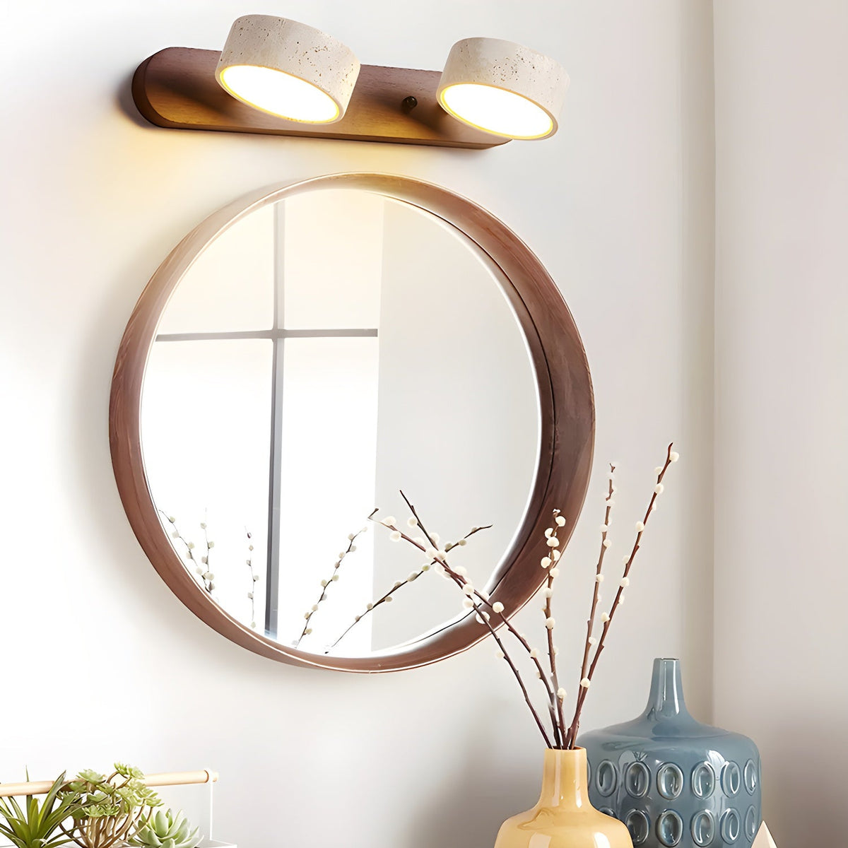 Ambra Natural Travertine Dimmable Wall Sconce for Bedroom & Hallway