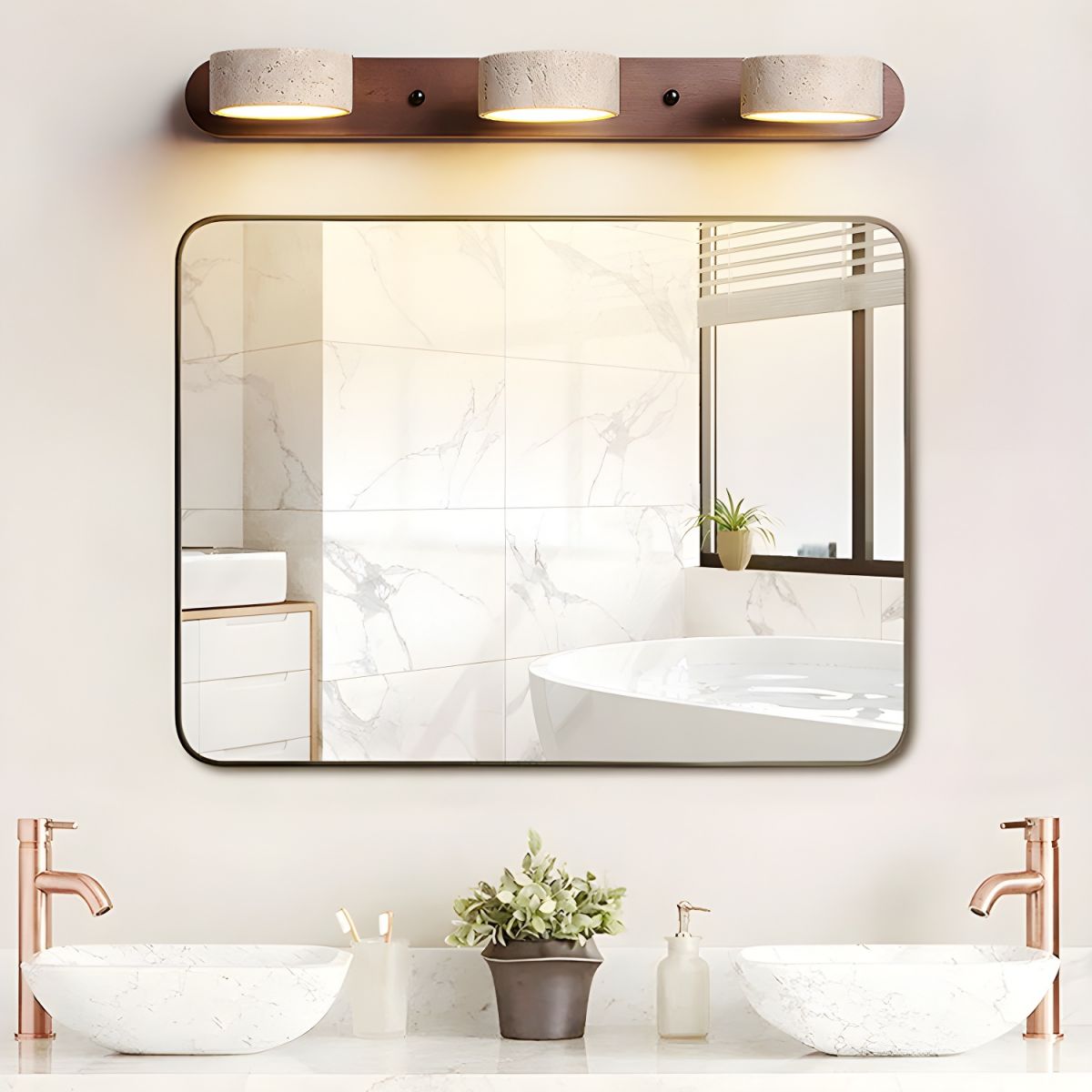 Ambra Natural Travertine Dimmable Wall Sconce for Bedroom & Hallway