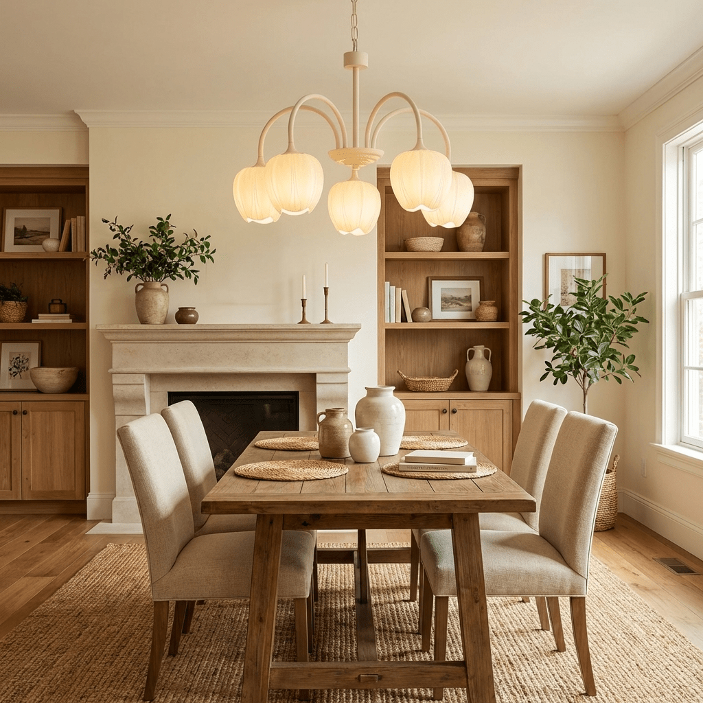 Fiore Matcha Green Tulip Glass Chandelier for Dining & Living Room