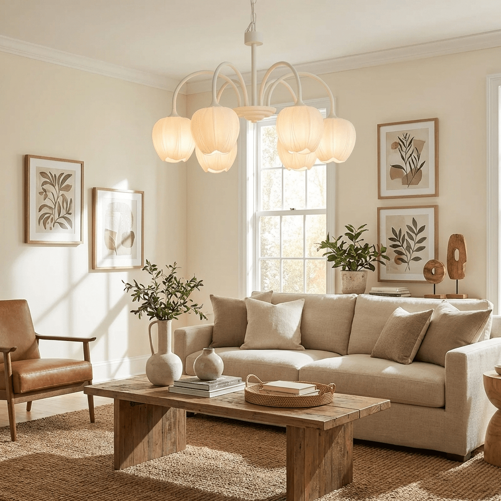 Fiore Matcha Green Tulip Glass Chandelier for Dining & Living Room