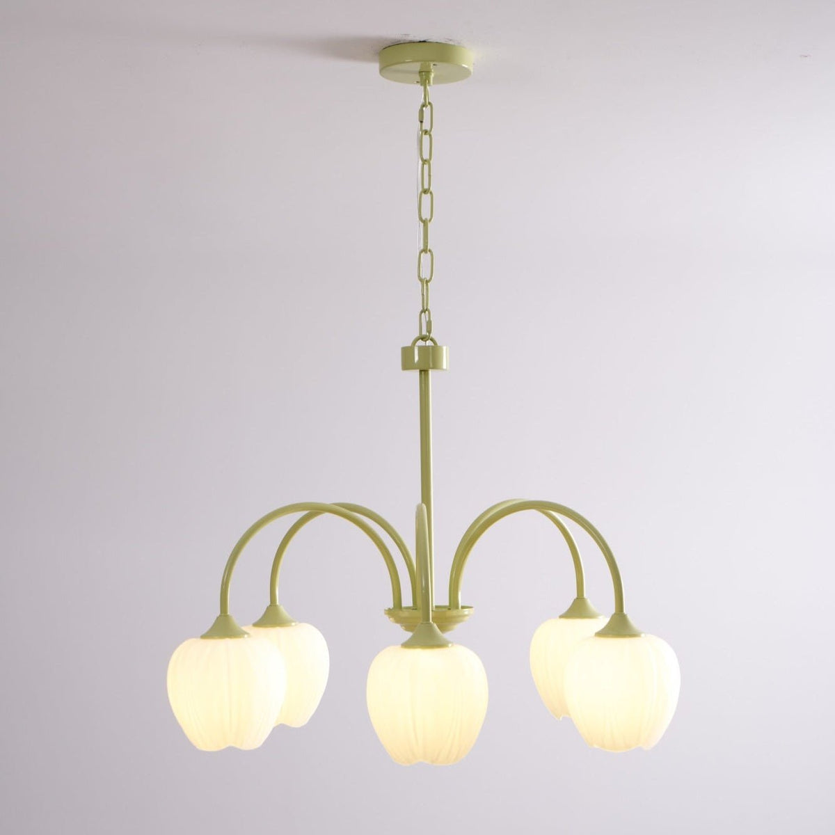 Fiore Matcha Green Tulip Glass Chandelier for Dining & Living Room