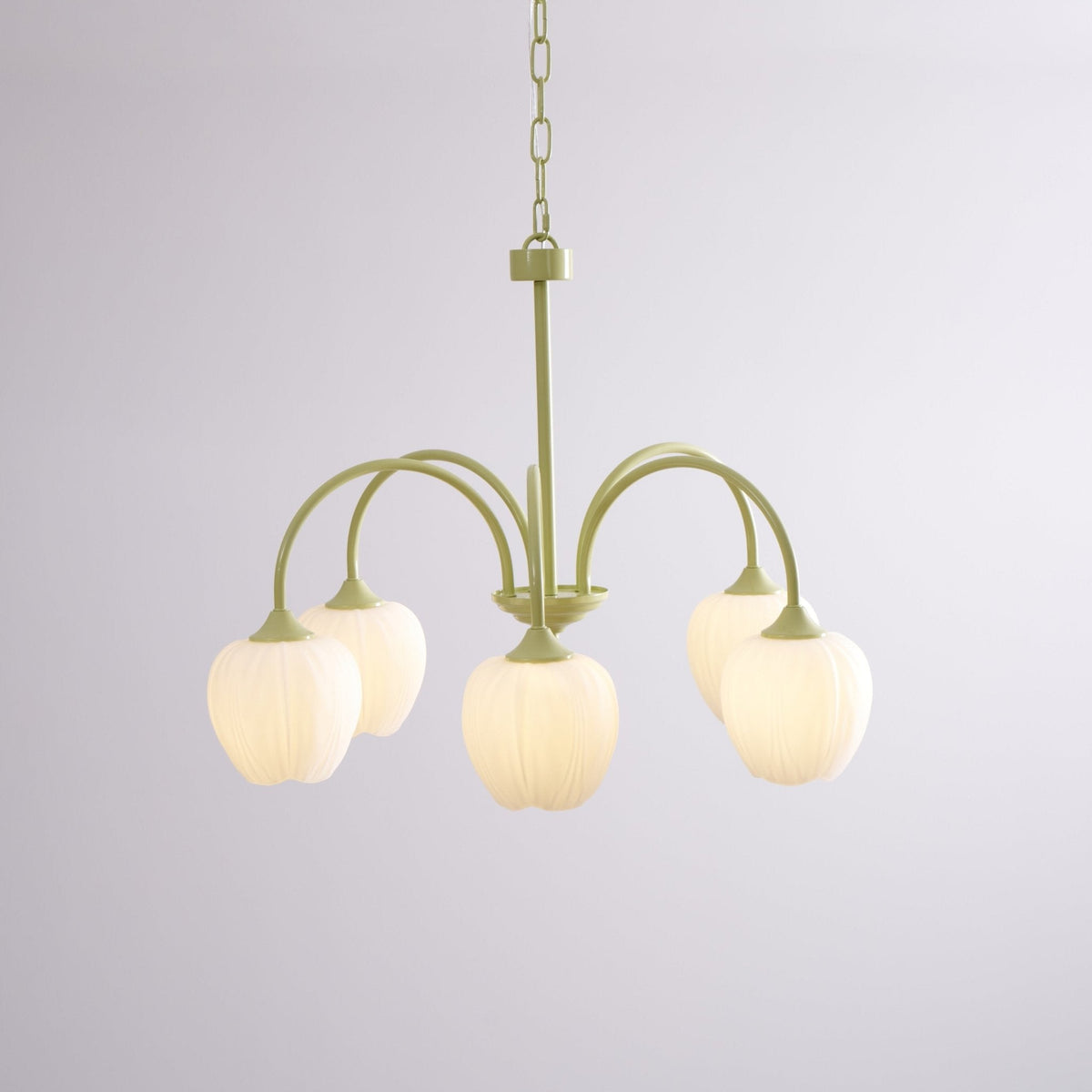 Fiore Matcha Green Tulip Glass Chandelier for Dining & Living Room