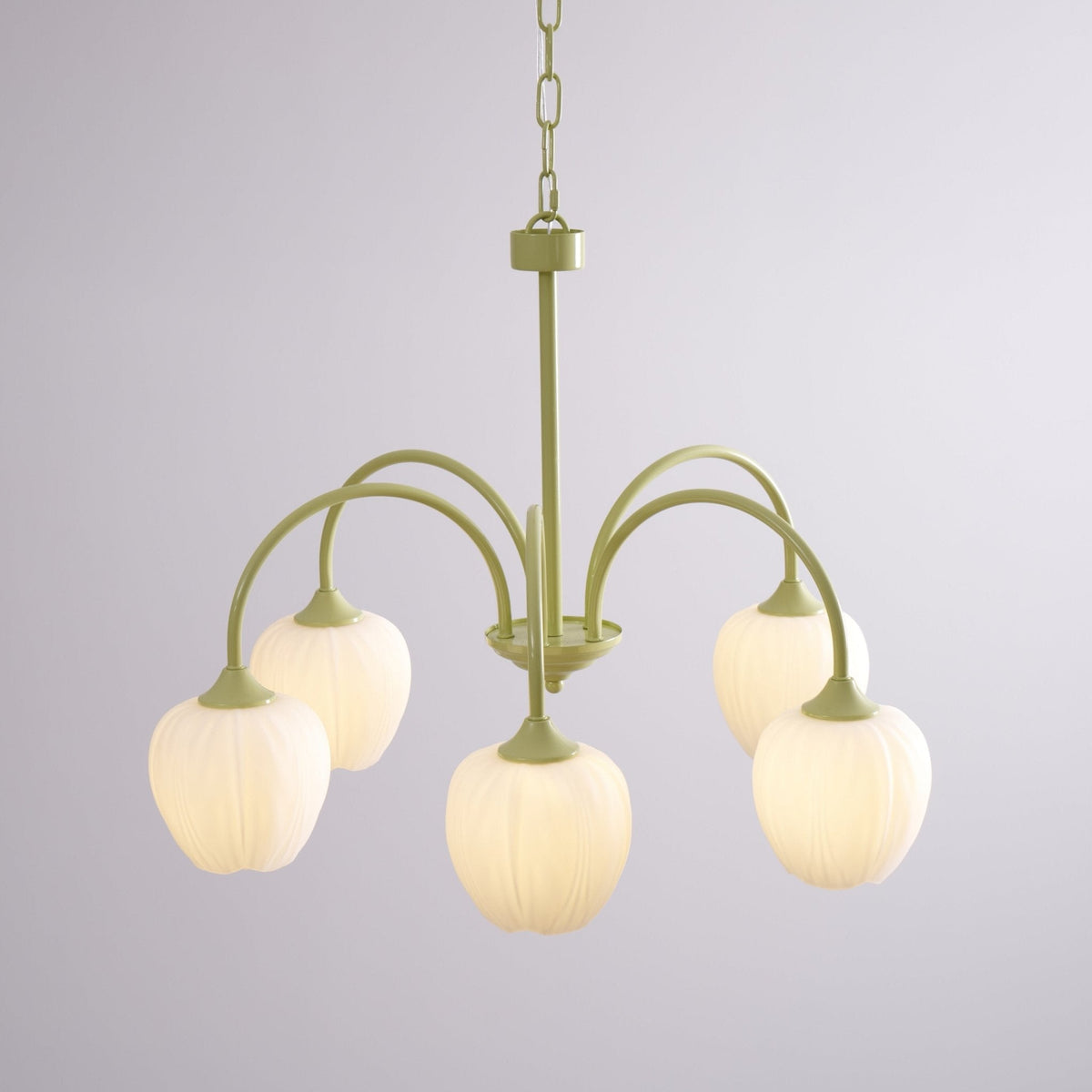 Fiore Matcha Green Tulip Glass Chandelier for Dining & Living Room