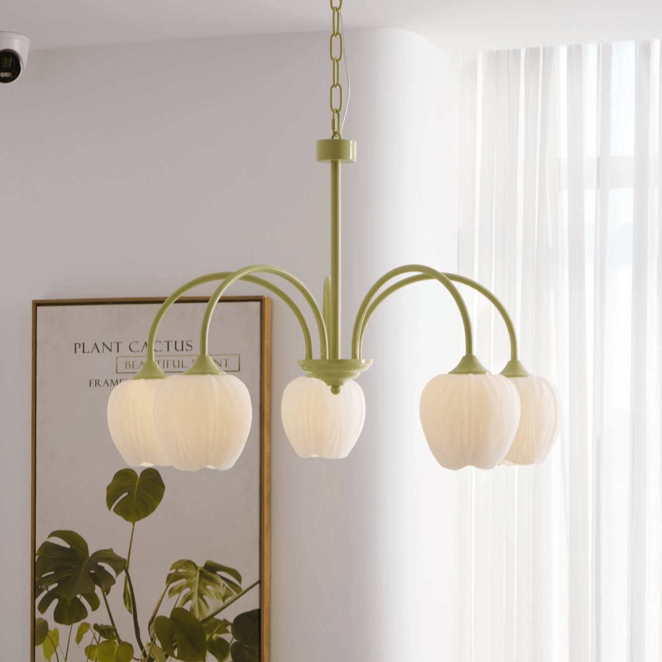 Fiore Matcha Green Tulip Glass Chandelier for Dining & Living Room
