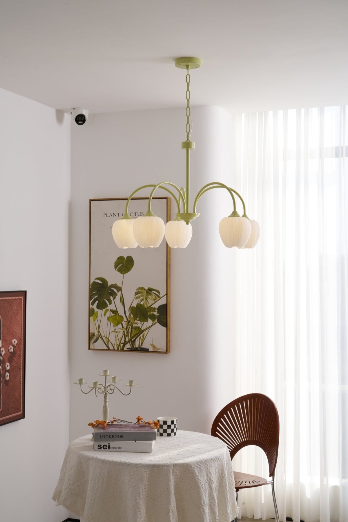 Fiore Matcha Green Tulip Glass Chandelier for Dining & Living Room