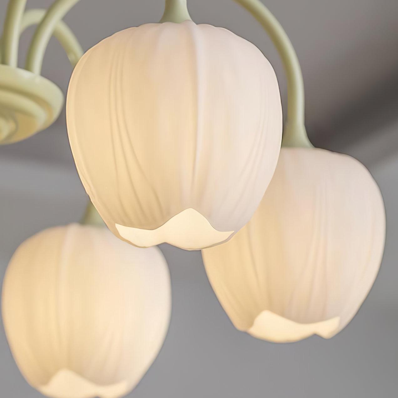 Fiore Matcha Green Tulip Glass Chandelier for Dining & Living Room