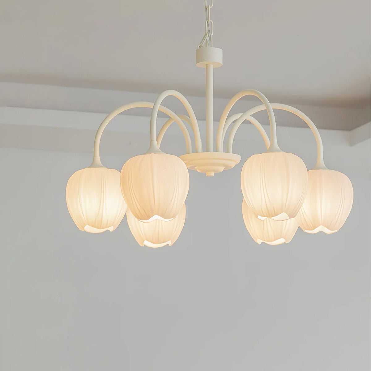Fiore Matcha Green Tulip Glass Chandelier for Dining & Living Room
