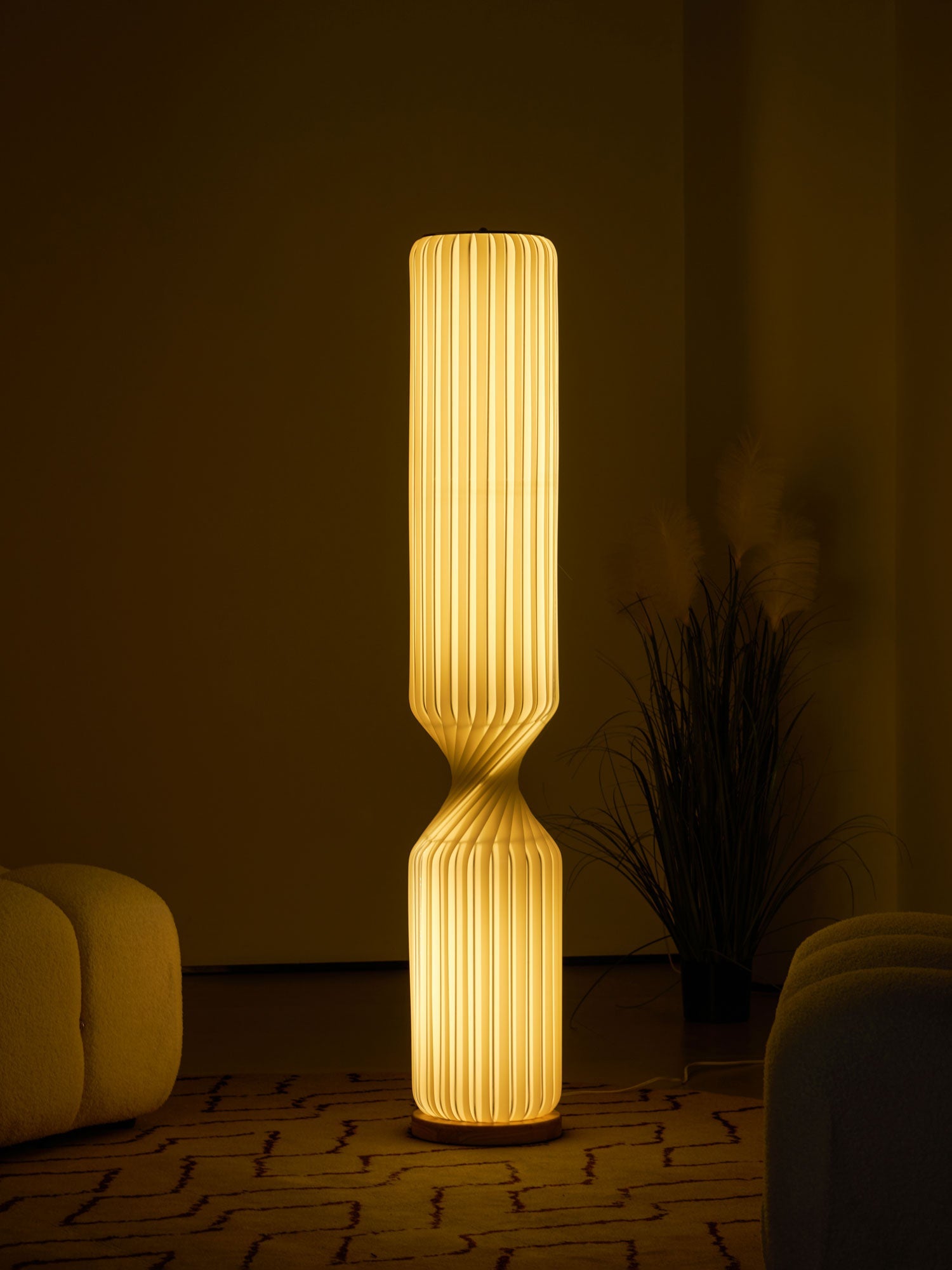 Spira Sculptural Twisted Paper Floor Lamp for Living Room and Bedroom